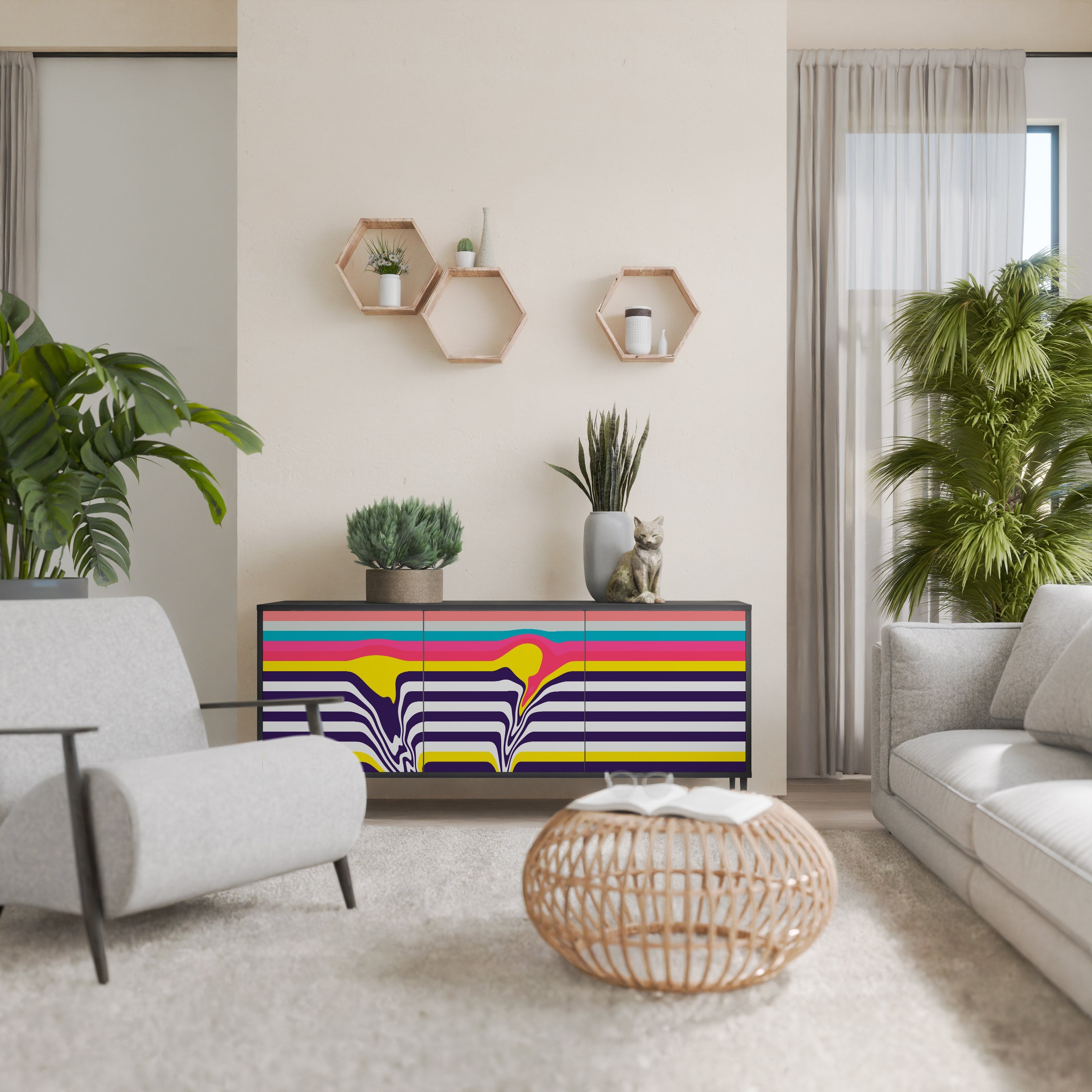 Buffet 3 portes TONE COLLAPSE finition noire