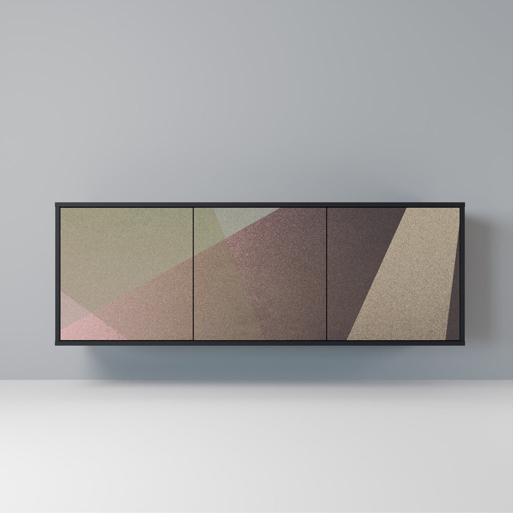 Buffet 3 portes BEIGE GEOMETRY finition noire