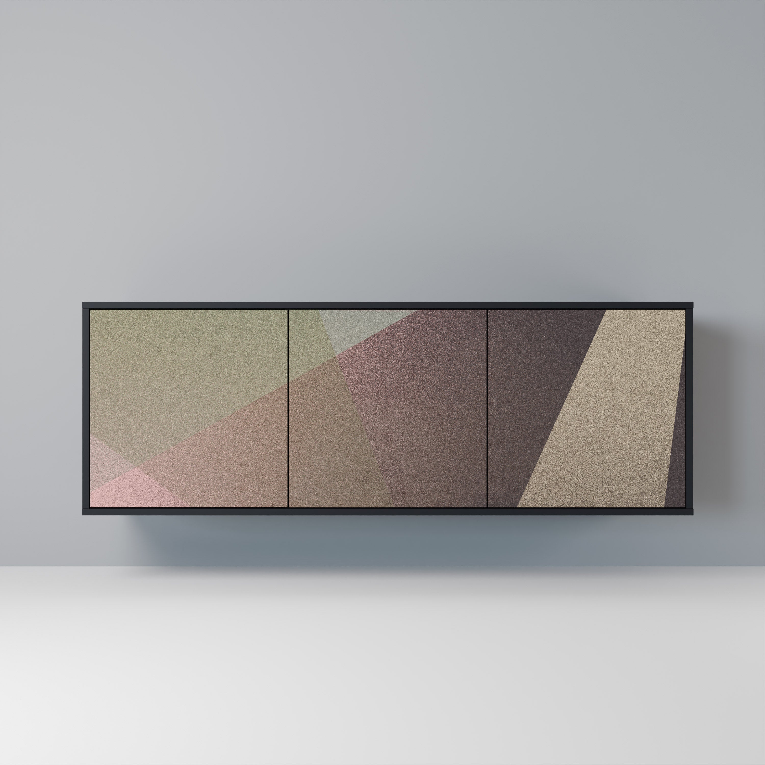 Buffet 3 portes BEIGE GEOMETRY finition noire