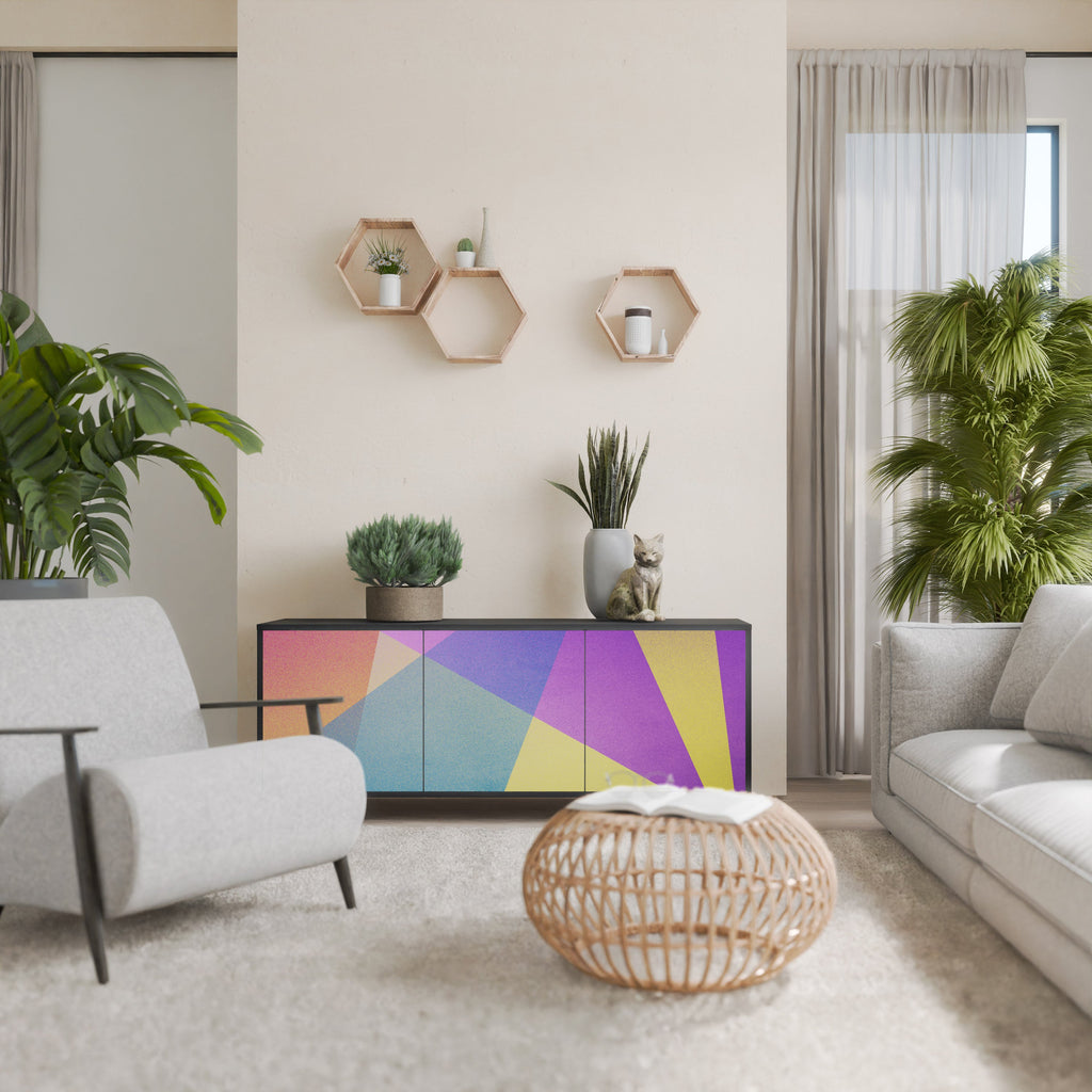 Buffet 3 portes BRIGHT GEOMETRY en finition noire