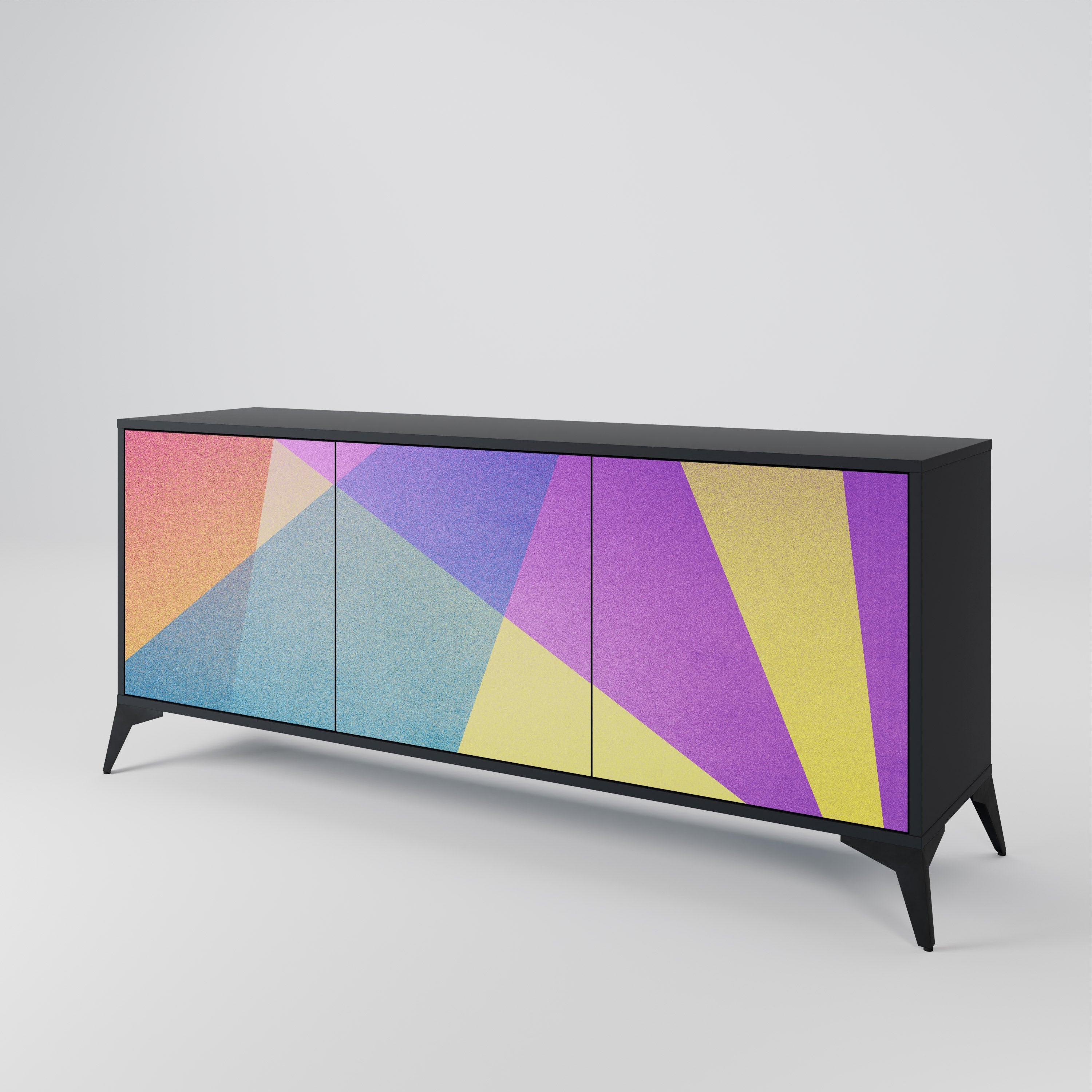 Buffet 3 portes BRIGHT GEOMETRY en finition noire