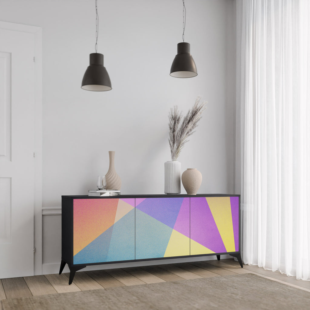 Buffet 3 portes BRIGHT GEOMETRY en finition noire