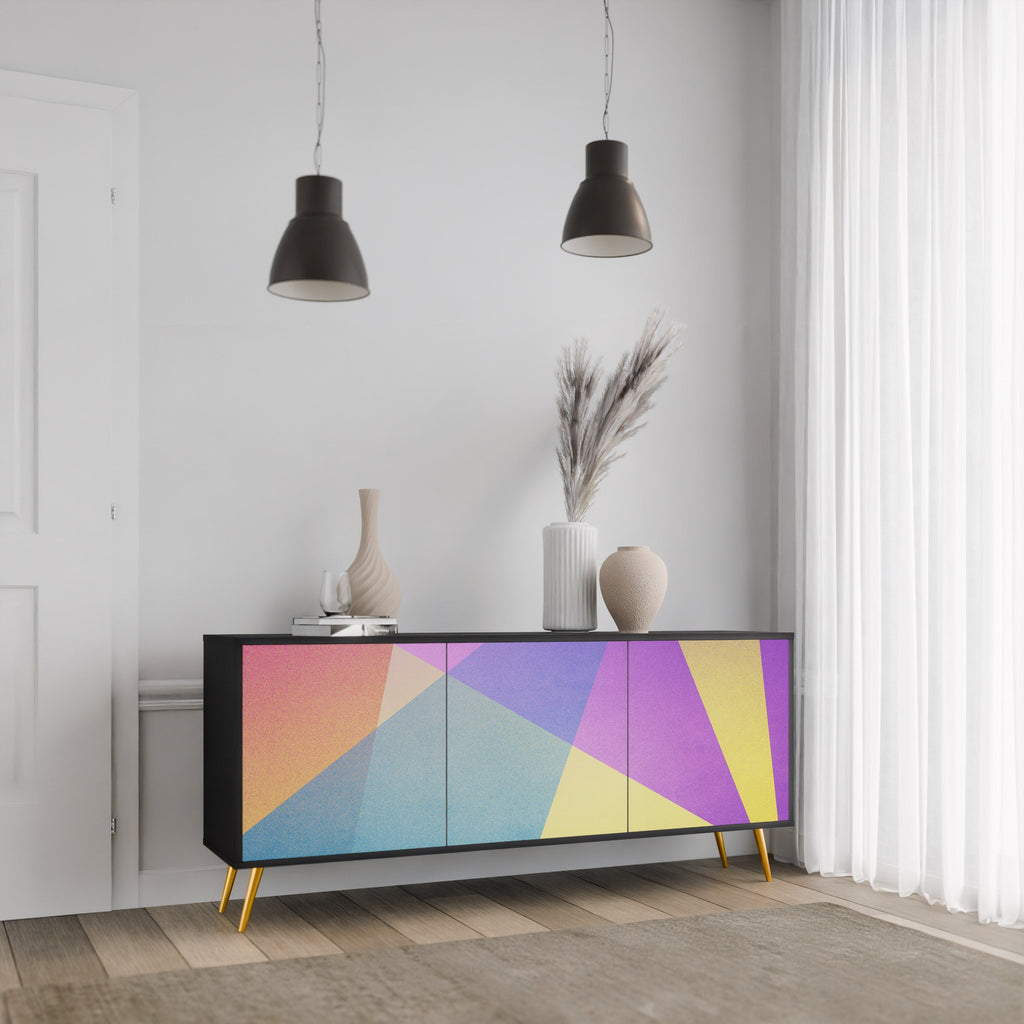 Buffet 3 portes BRIGHT GEOMETRY en finition noire