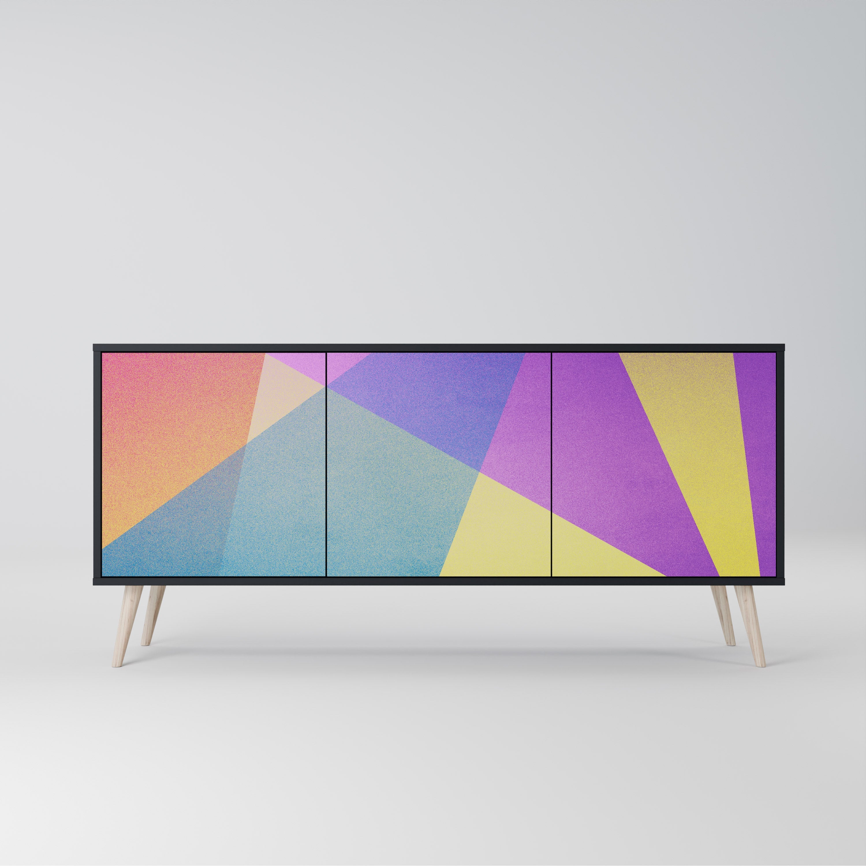 Buffet 3 portes BRIGHT GEOMETRY en finition noire