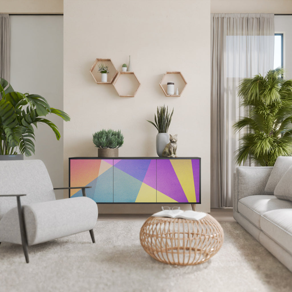 Buffet 3 portes BRIGHT GEOMETRY en finition noire