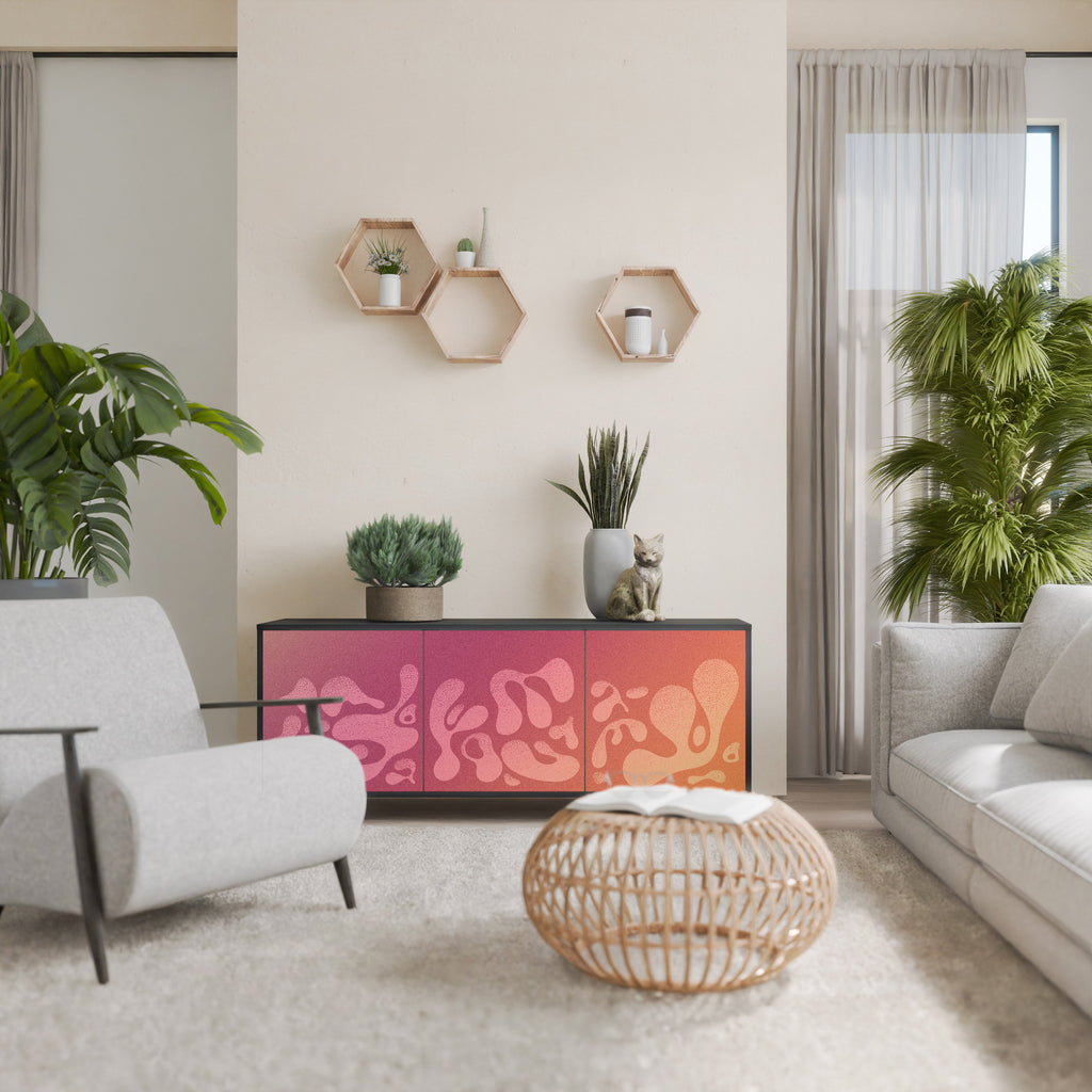 Buffet 3 portes IRREGULAR PINK finition noire