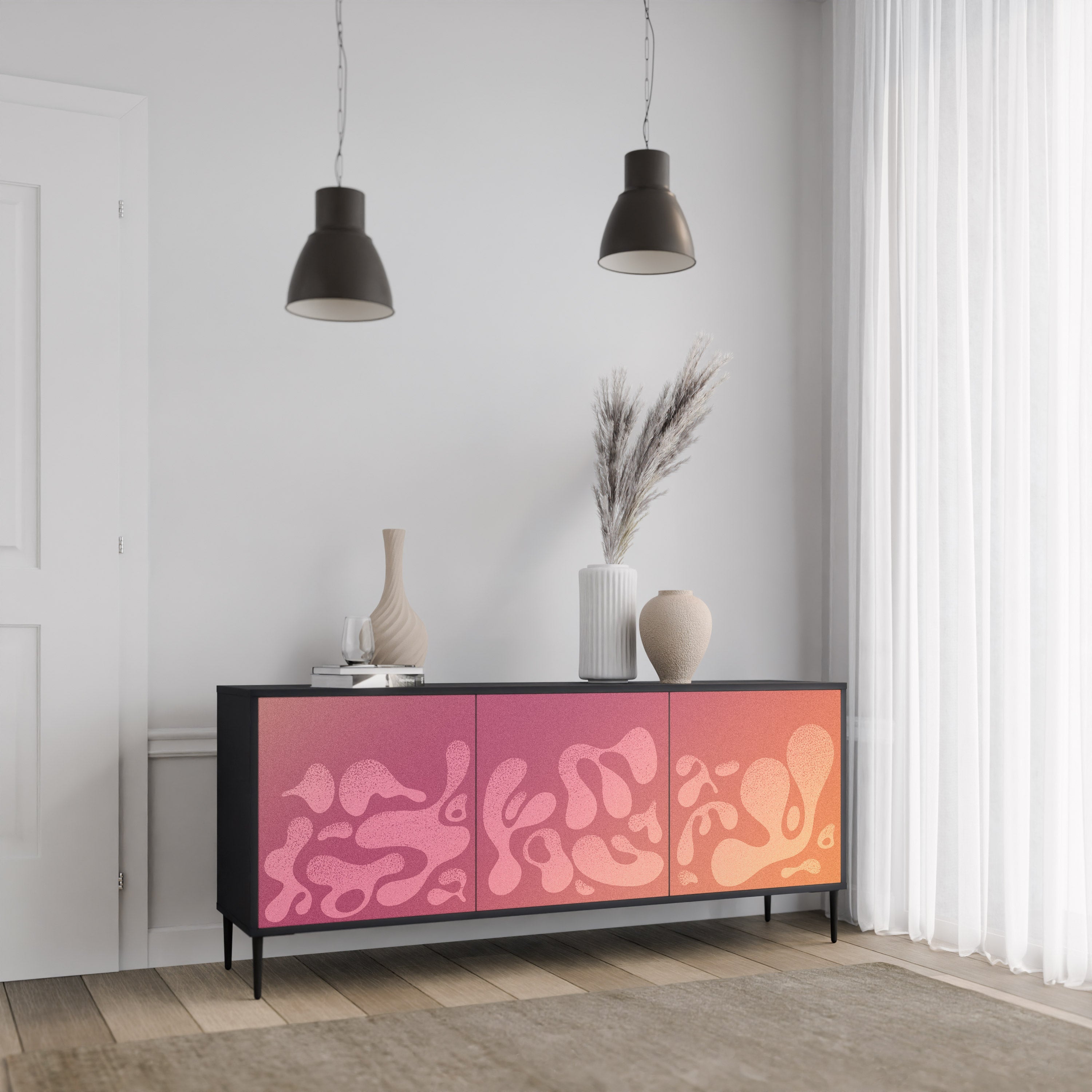 Buffet 3 portes IRREGULAR PINK finition noire