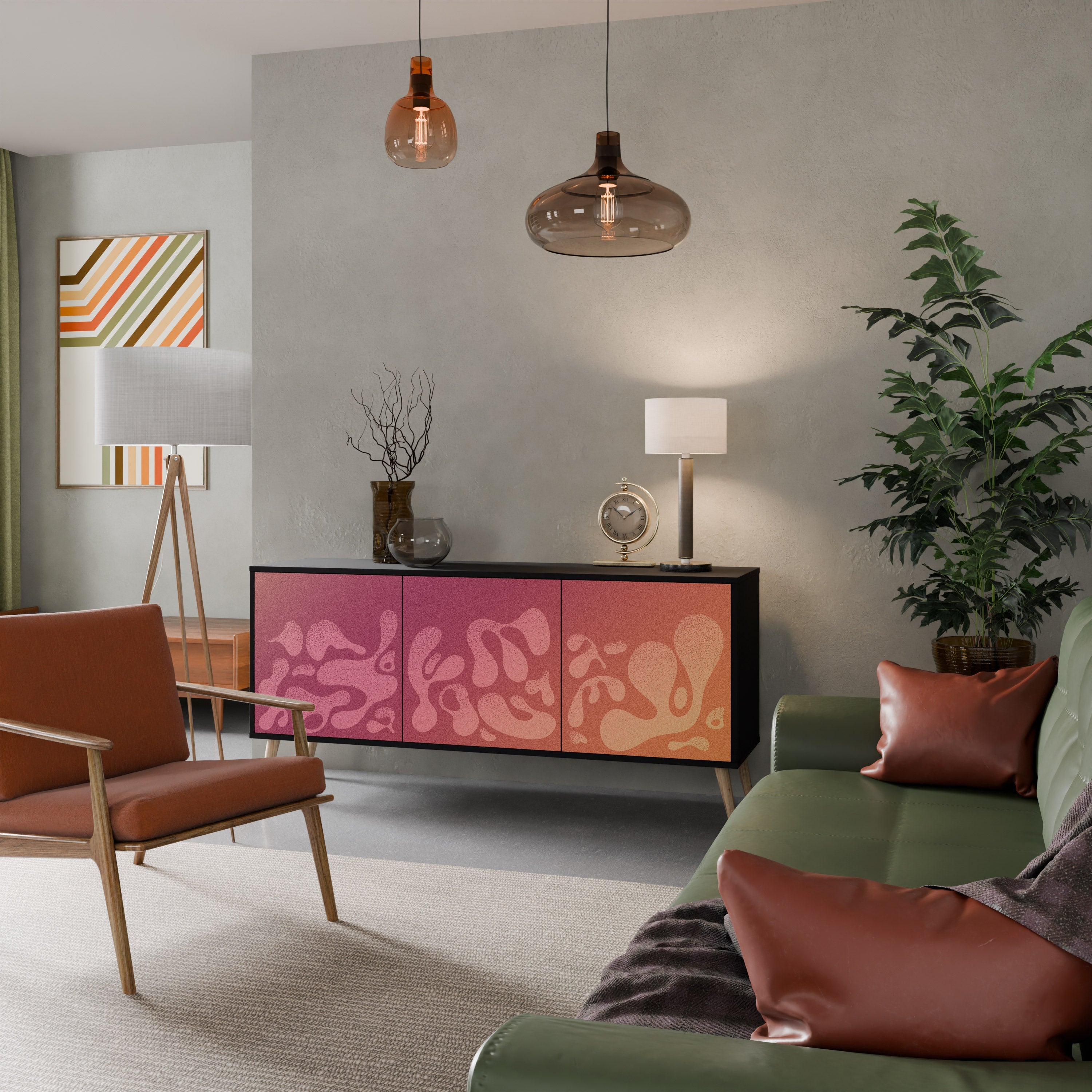 Buffet 3 portes IRREGULAR PINK finition noire