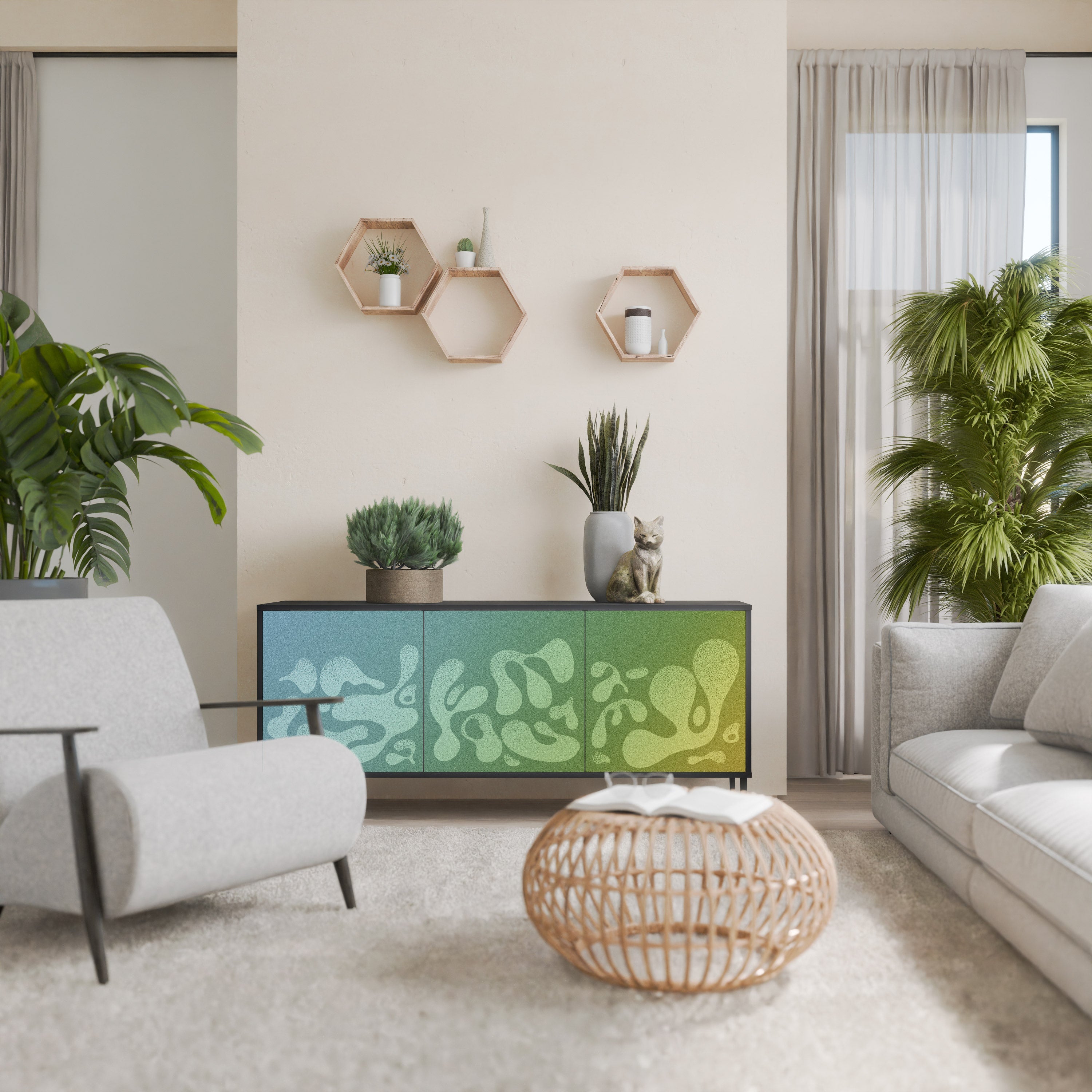 Buffet 3 portes IRREGULAR BLUE finition noire