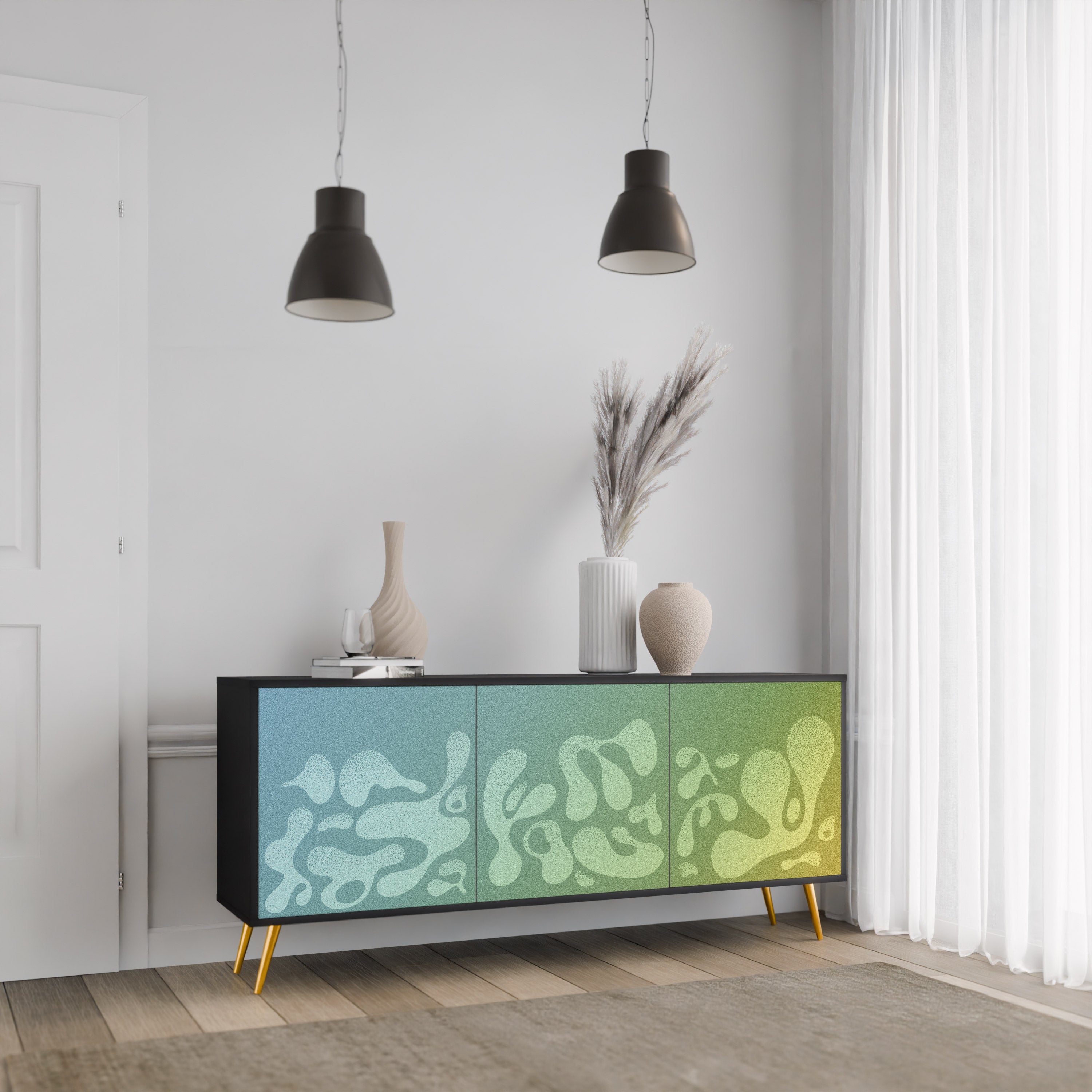 Buffet 3 portes IRREGULAR BLUE finition noire