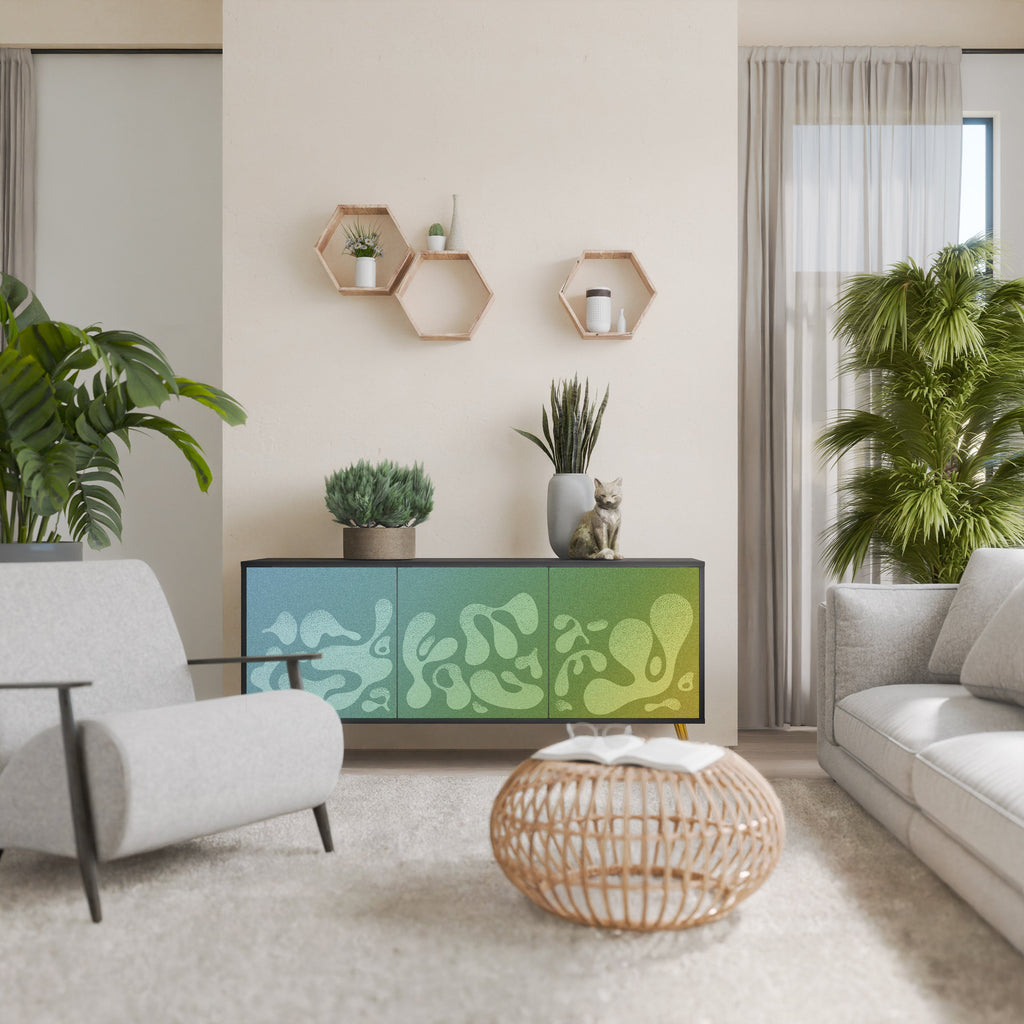 Buffet 3 portes IRREGULAR BLUE finition noire