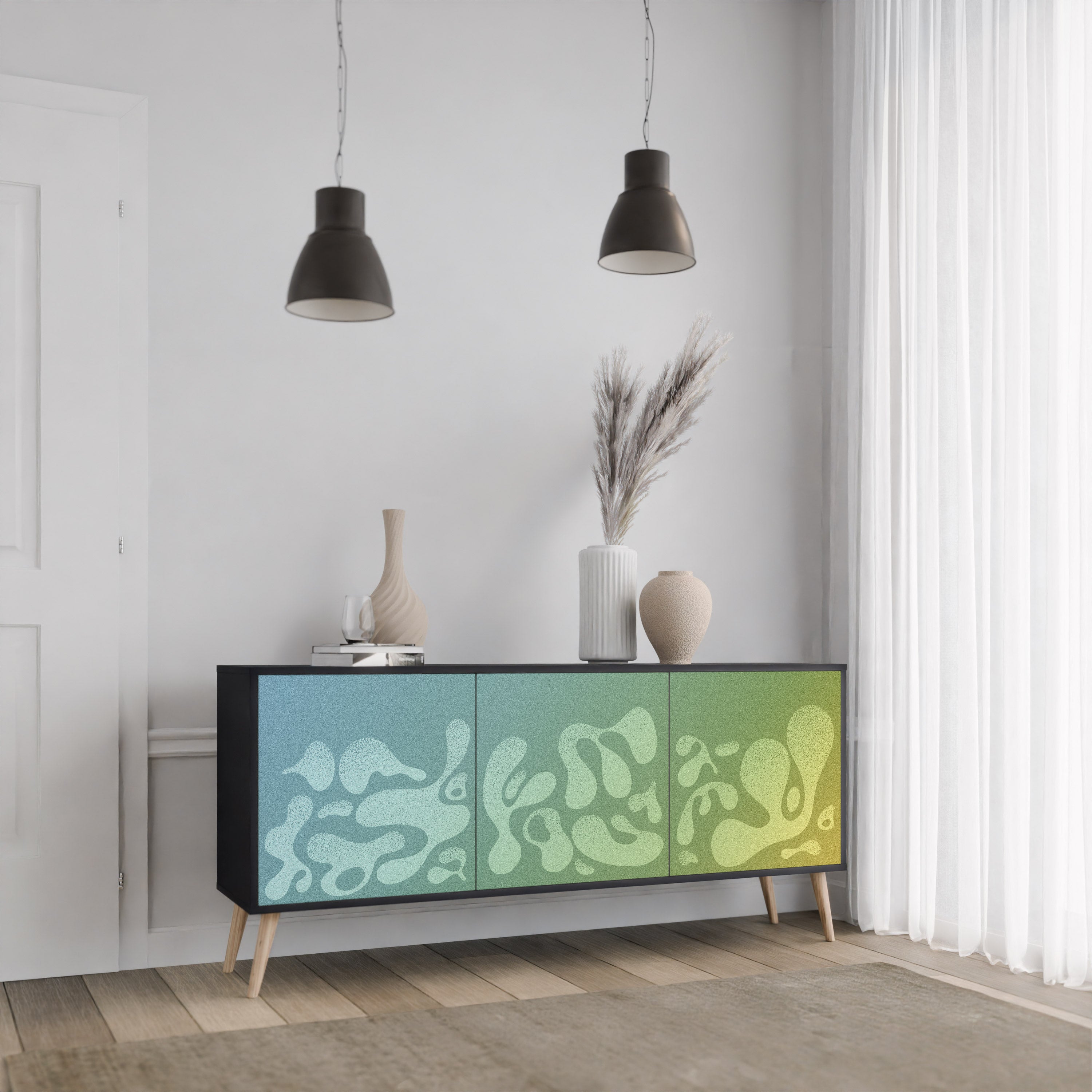 Buffet 3 portes IRREGULAR BLUE finition noire