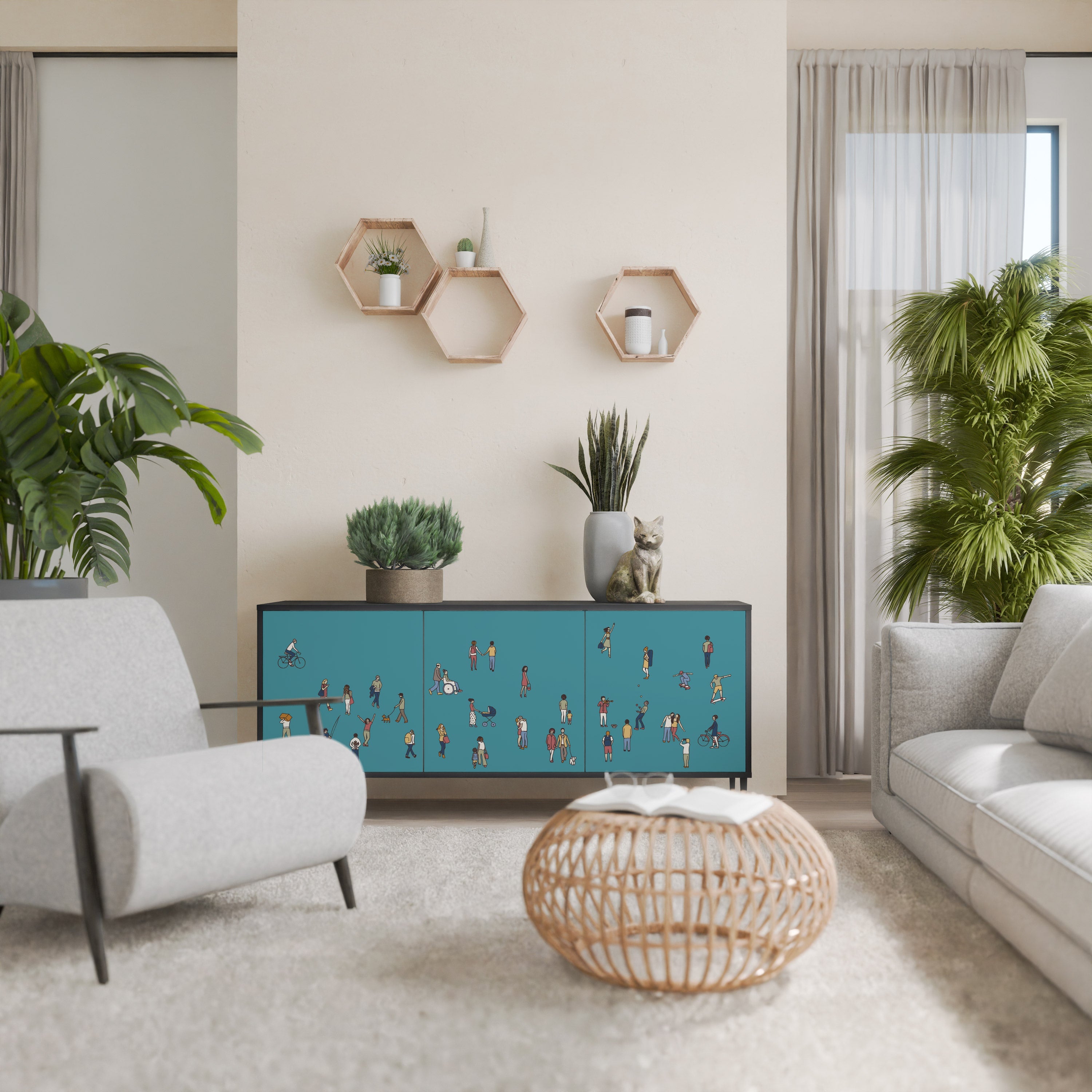 Buffet 3 portes COLLECTIVE STREAM finition noire