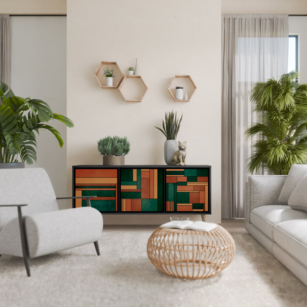 Buffet 3 portes EARTHY FIGURES en finition noire