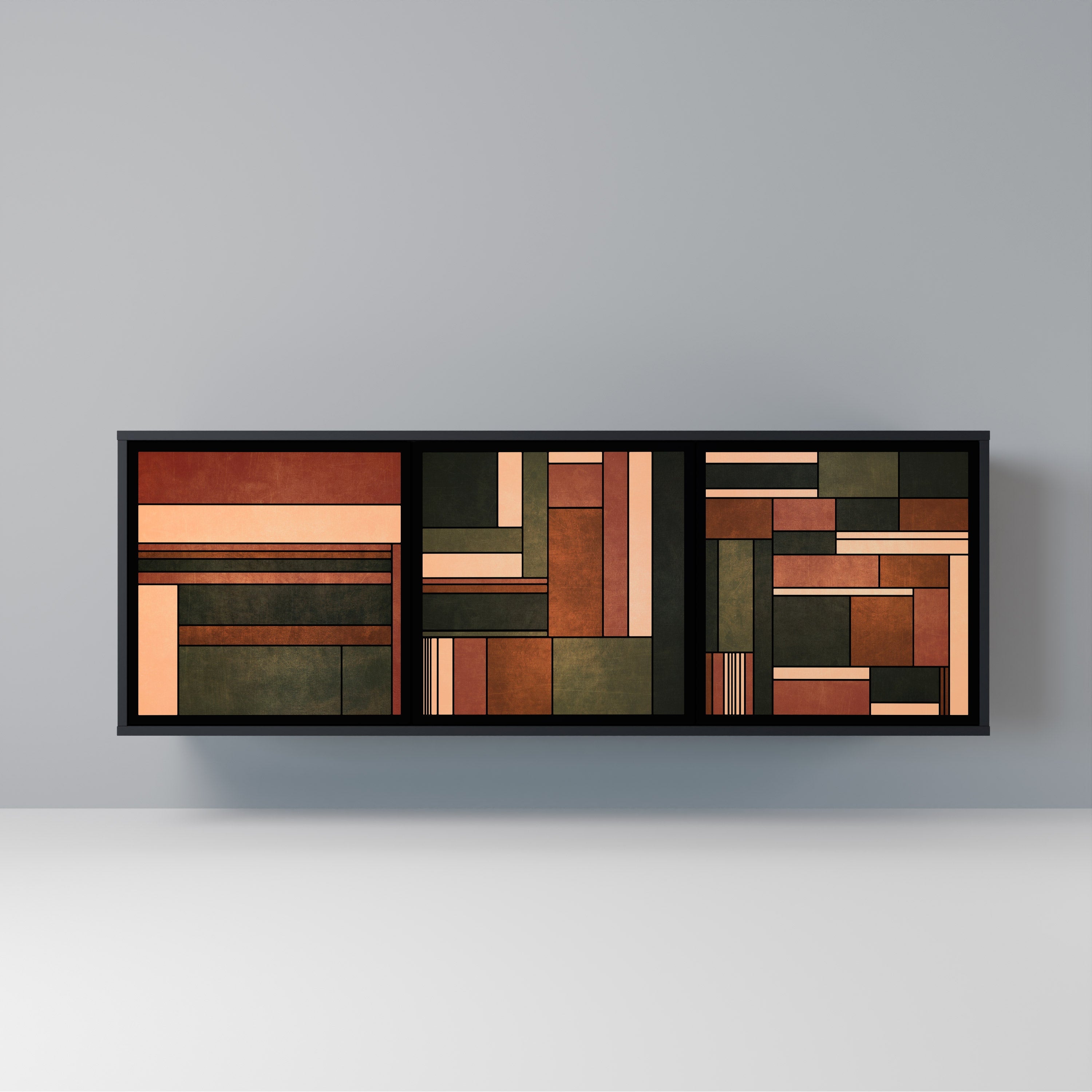 Buffet 3 portes FIGURES OF NATURE en finition noire