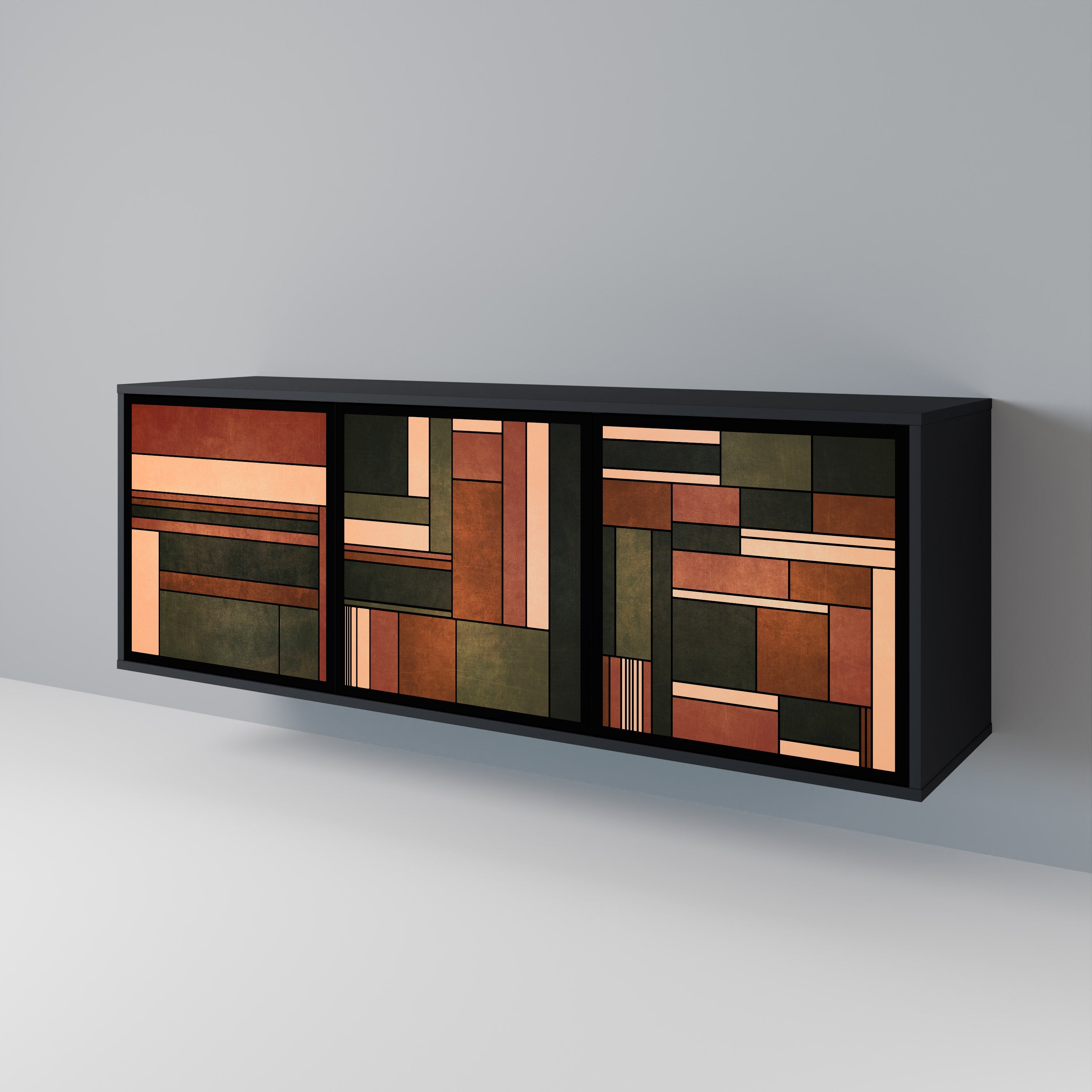 Buffet 3 portes FIGURES OF NATURE en finition noire