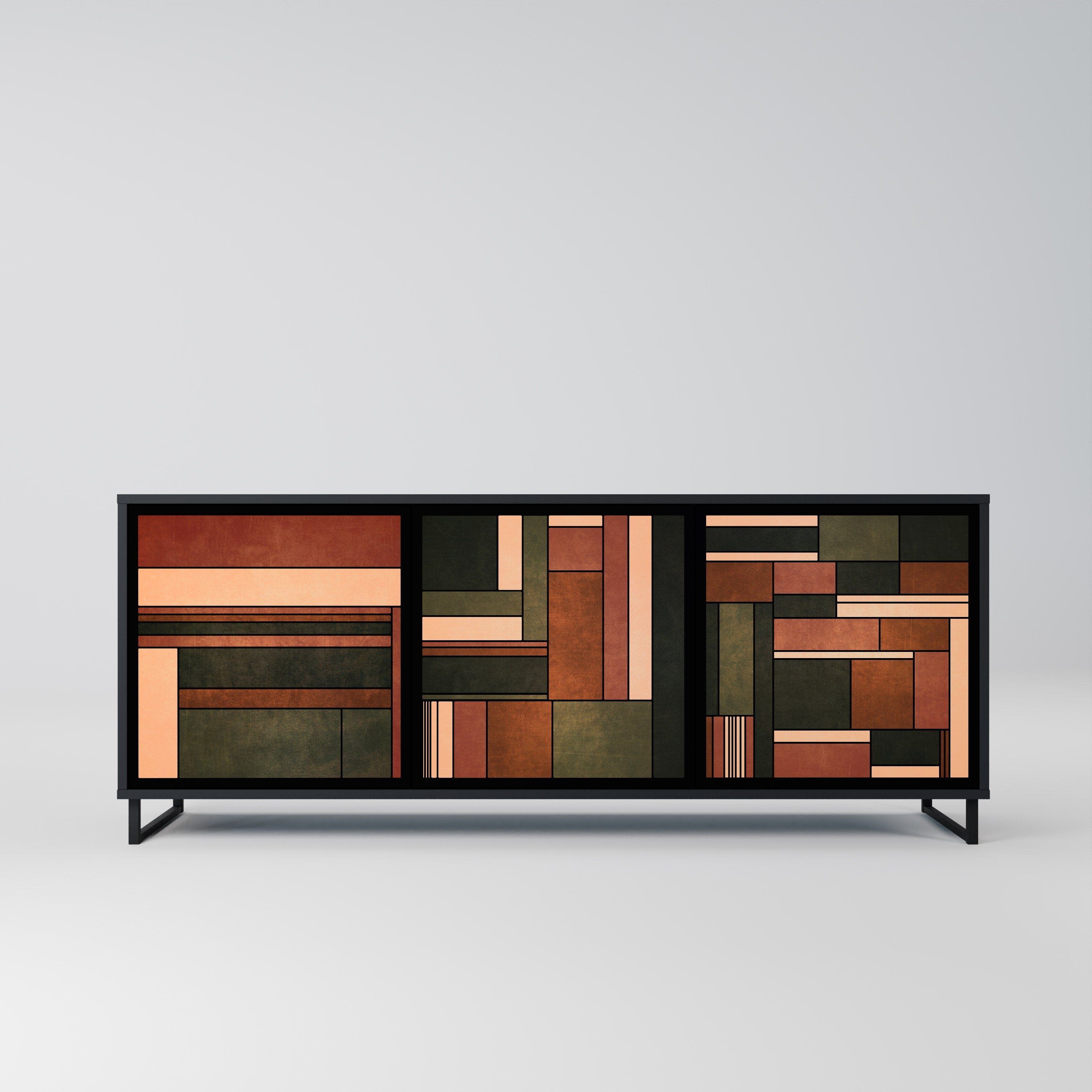 Buffet 3 portes FIGURES OF NATURE en finition noire