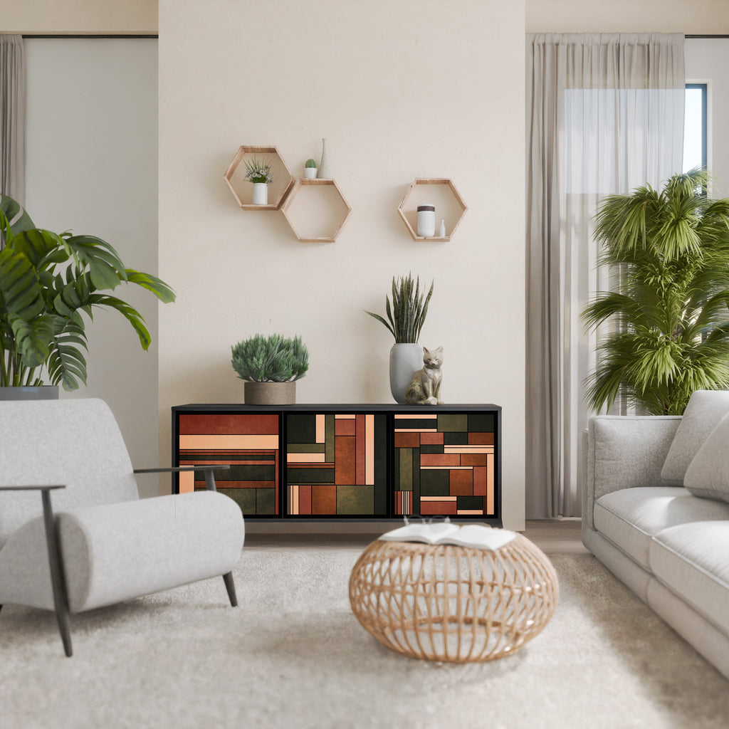 Buffet 3 portes FIGURES OF NATURE en finition noire