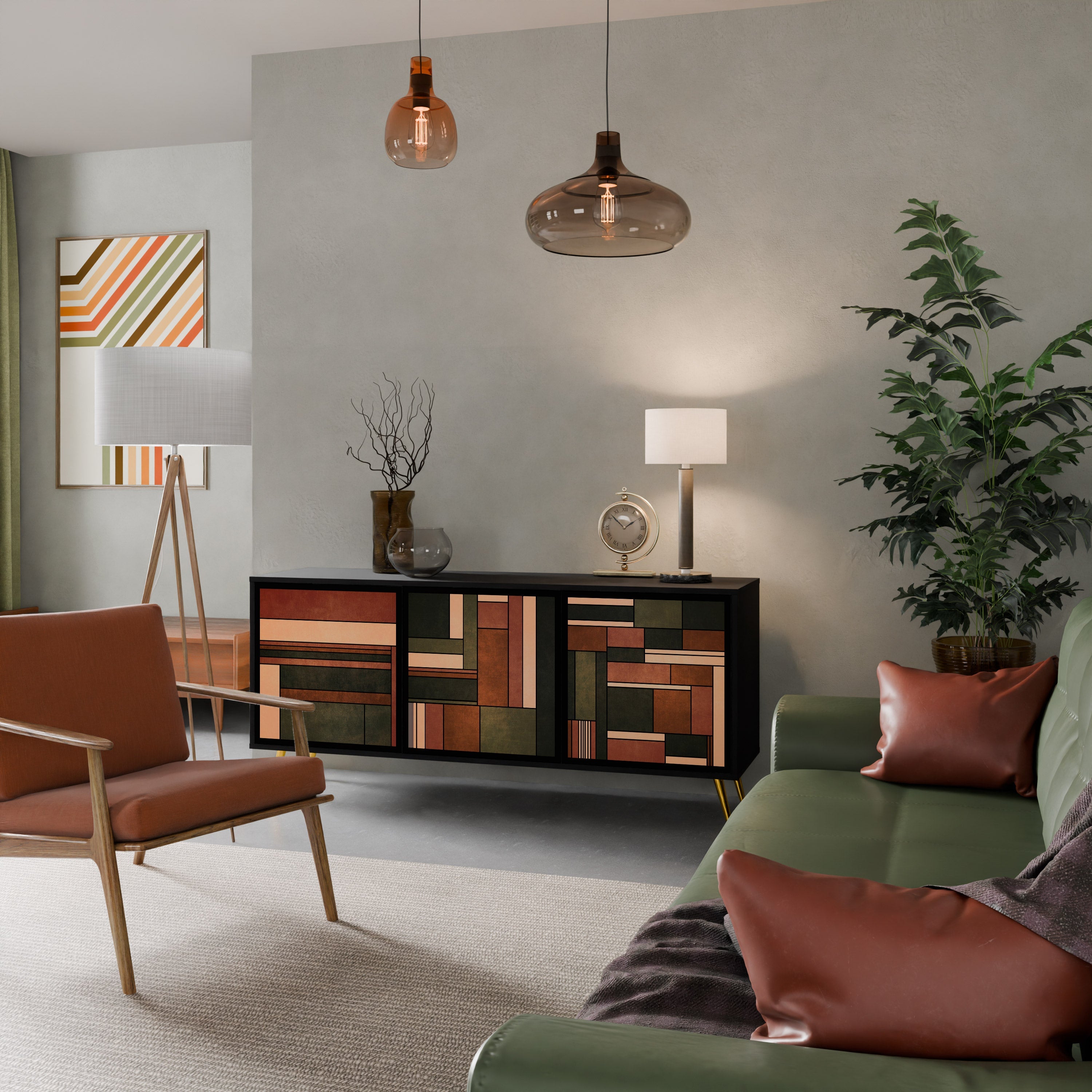 Buffet 3 portes FIGURES OF NATURE en finition noire