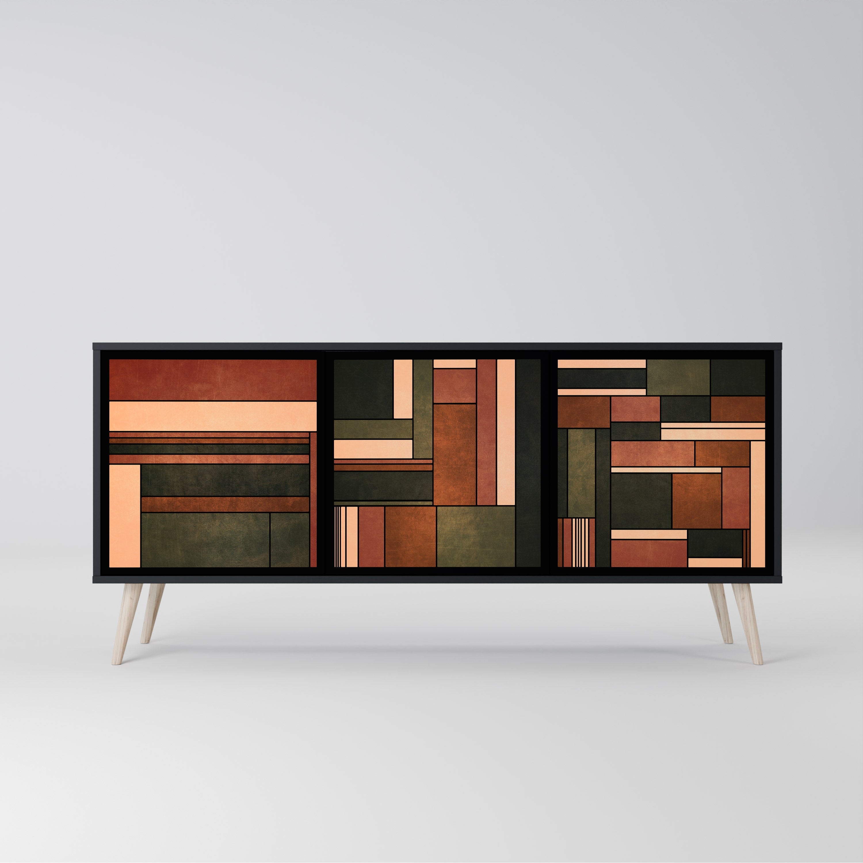 Buffet 3 portes FIGURES OF NATURE en finition noire