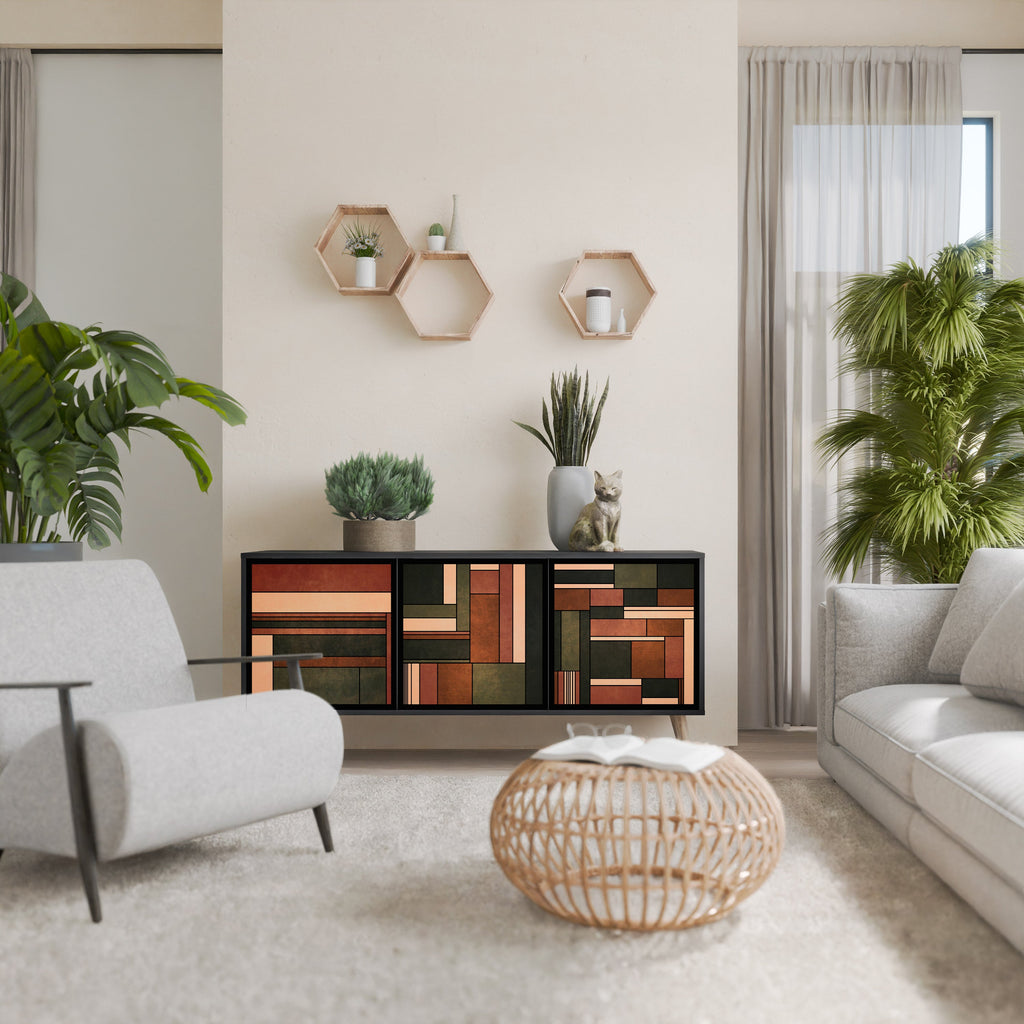 Buffet 3 portes FIGURES OF NATURE en finition noire