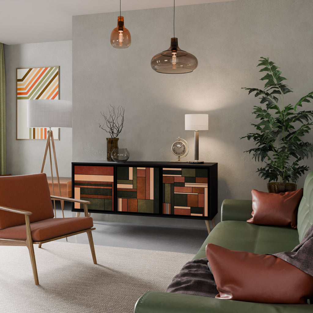 Buffet 3 portes FIGURES OF NATURE en finition noire