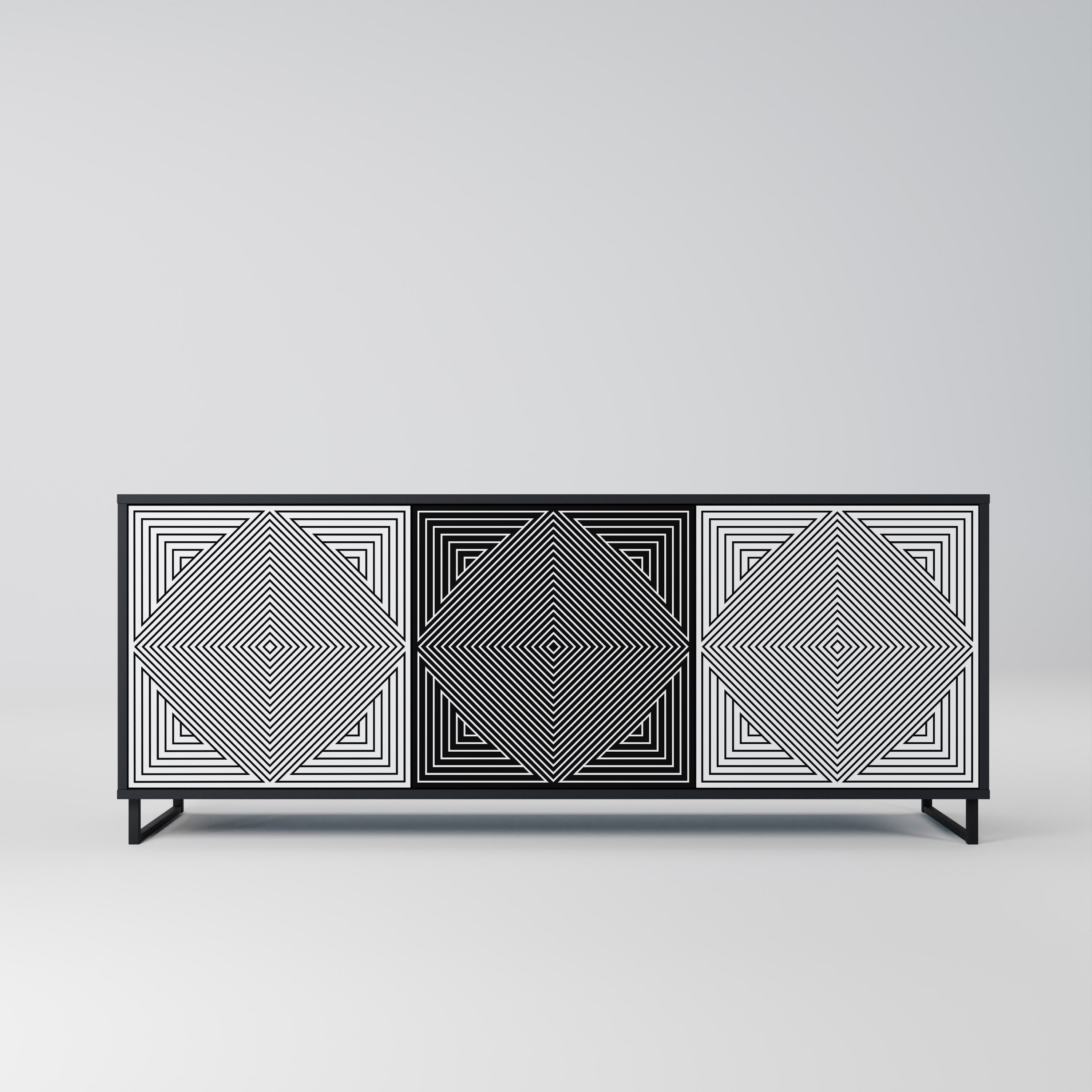 Buffet 3 portes POLYGON ILLUSION finition noire