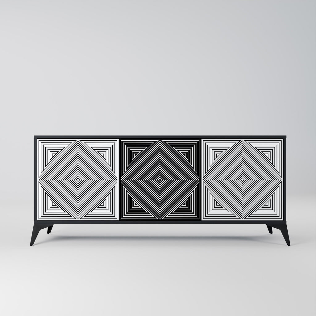 Buffet 3 portes POLYGON ILLUSION finition noire