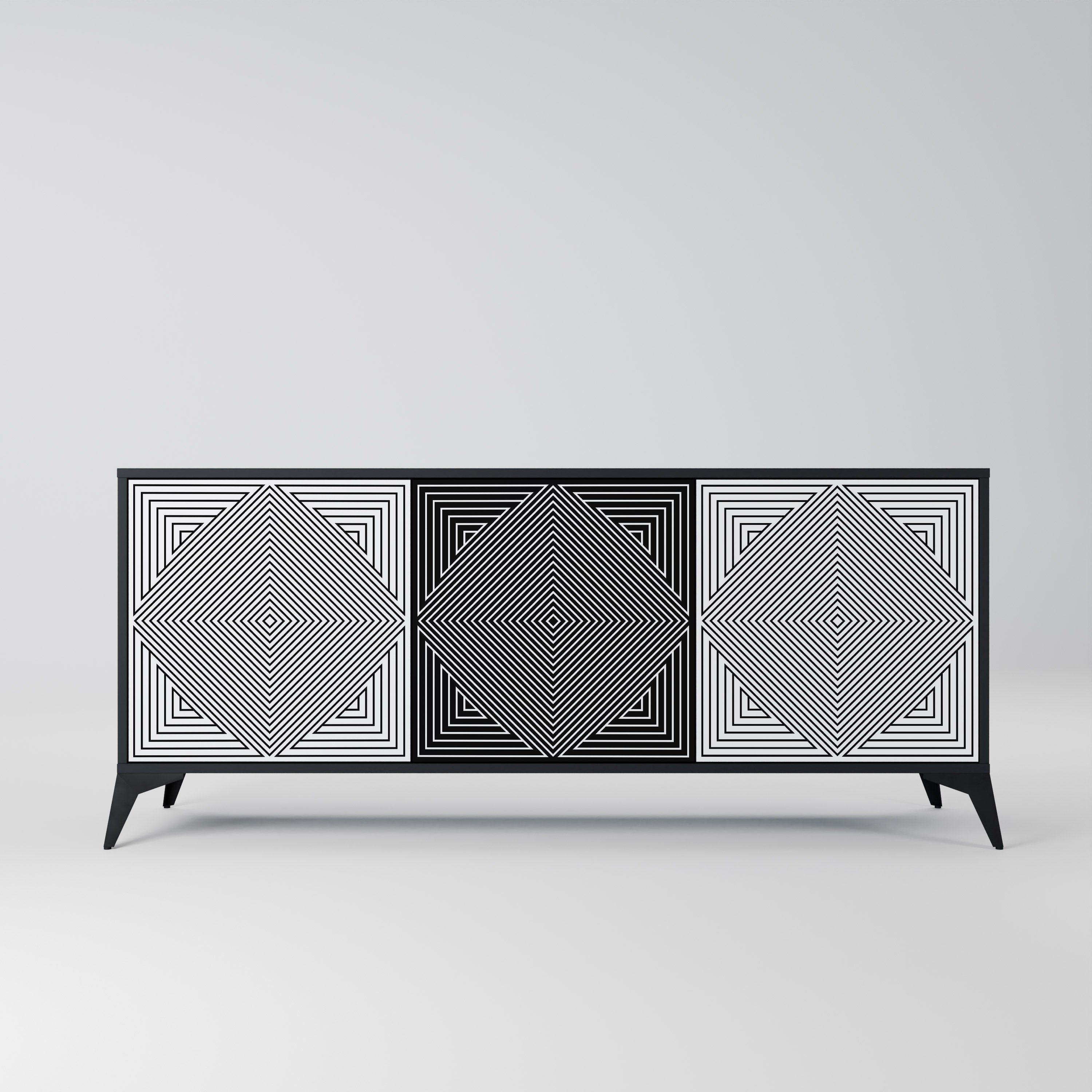 Buffet 3 portes POLYGON ILLUSION finition noire