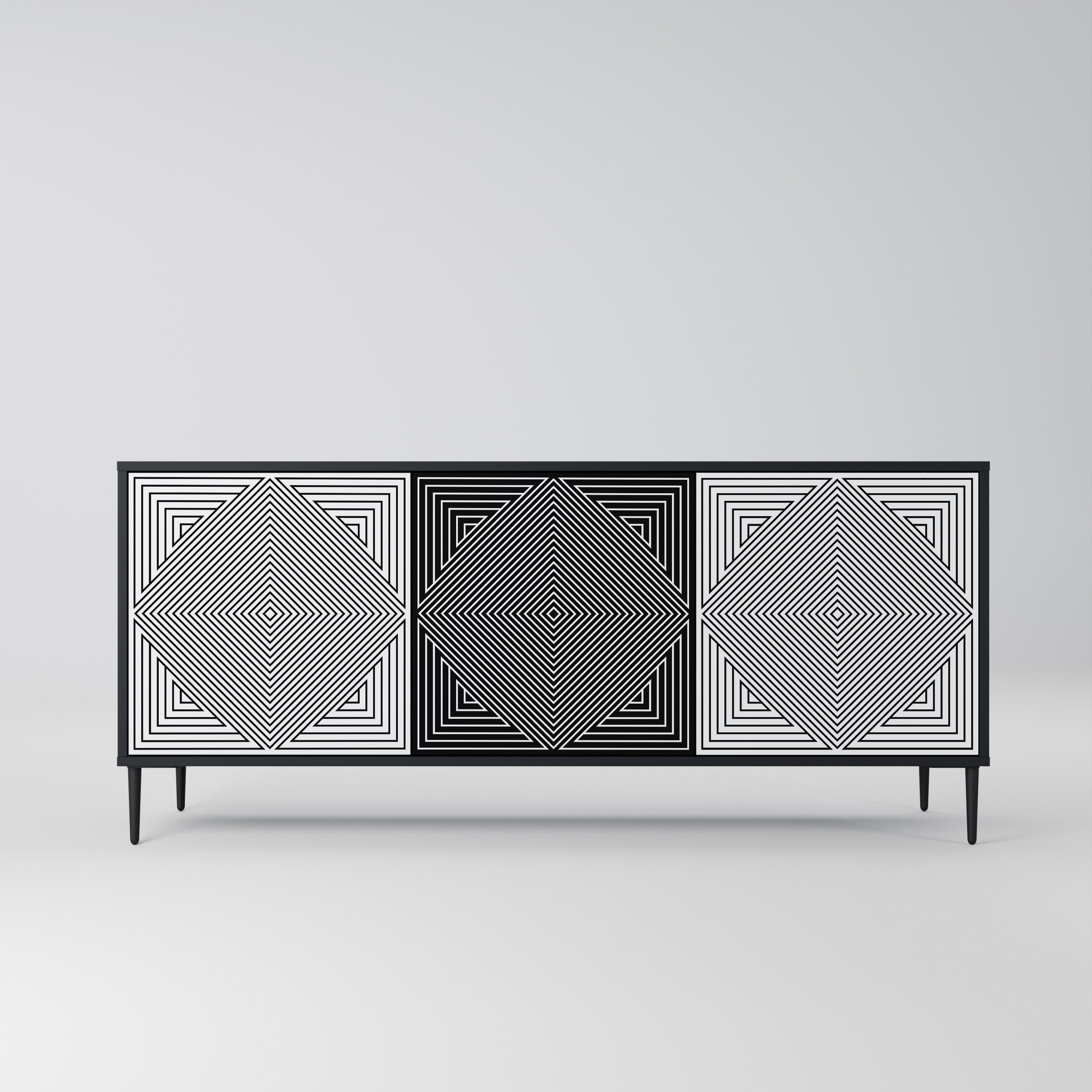 Buffet 3 portes POLYGON ILLUSION finition noire