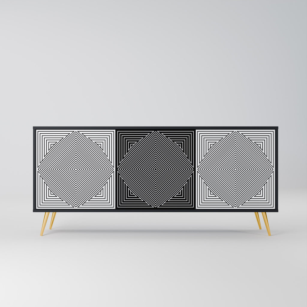 Buffet 3 portes POLYGON ILLUSION finition noire