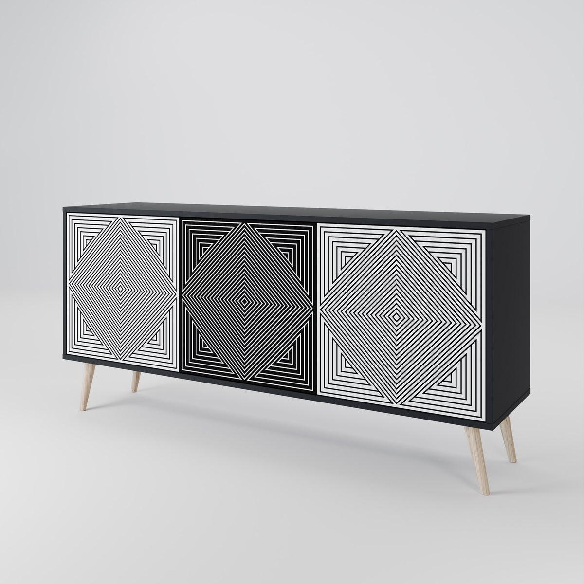 POLYGON ILLUSION 3-Door Sideboard