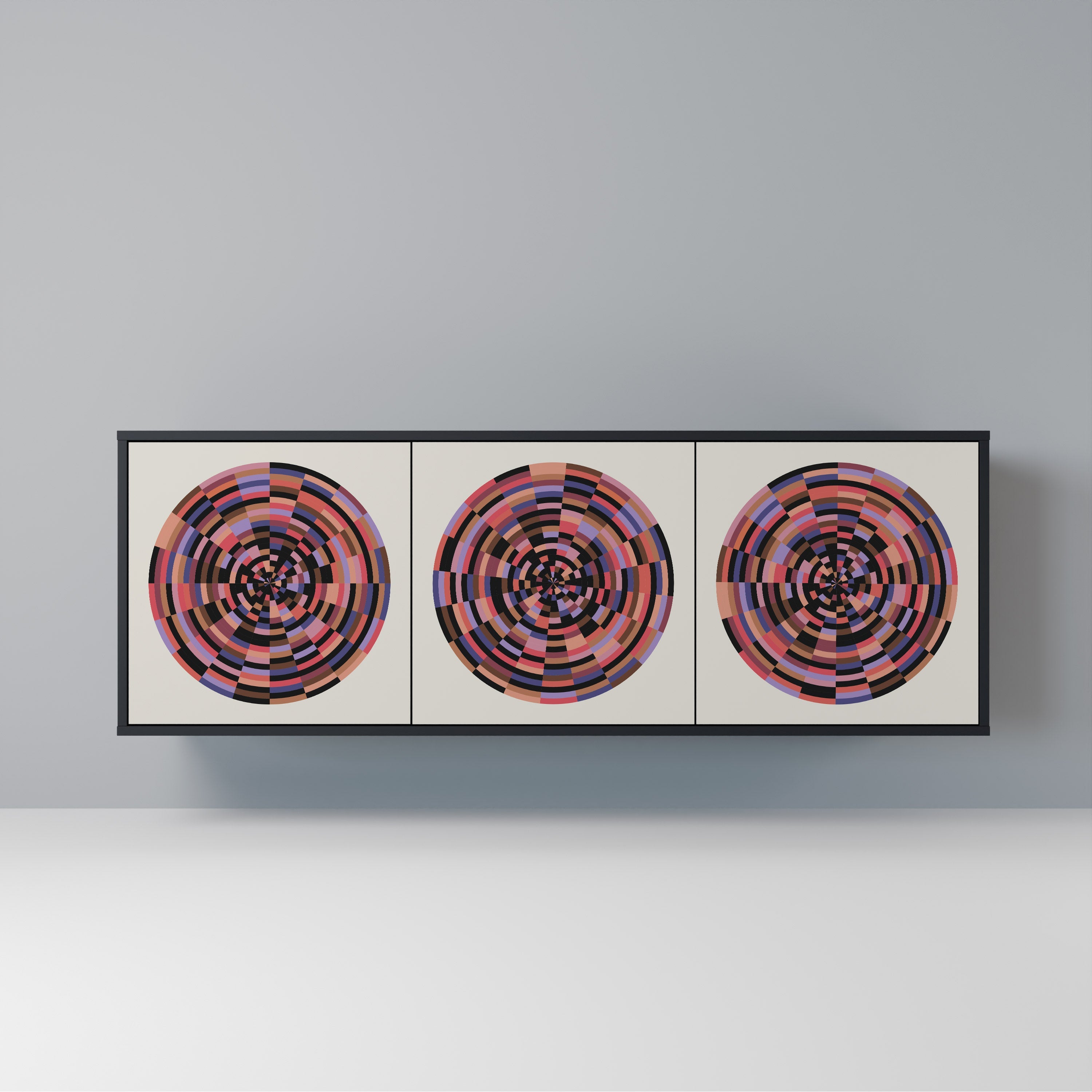 Buffet 3 portes BROWN CIRCLES finition noire