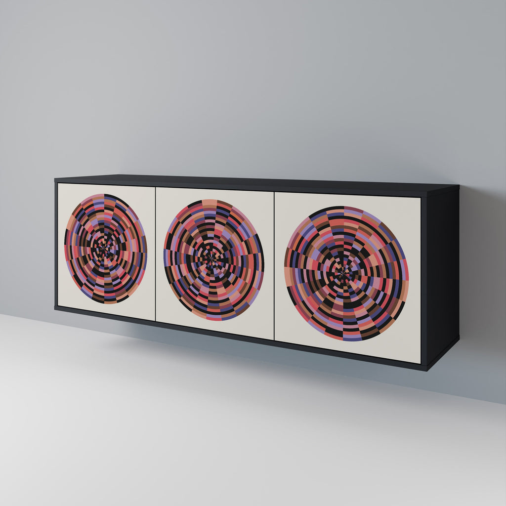 Buffet 3 portes BROWN CIRCLES finition noire