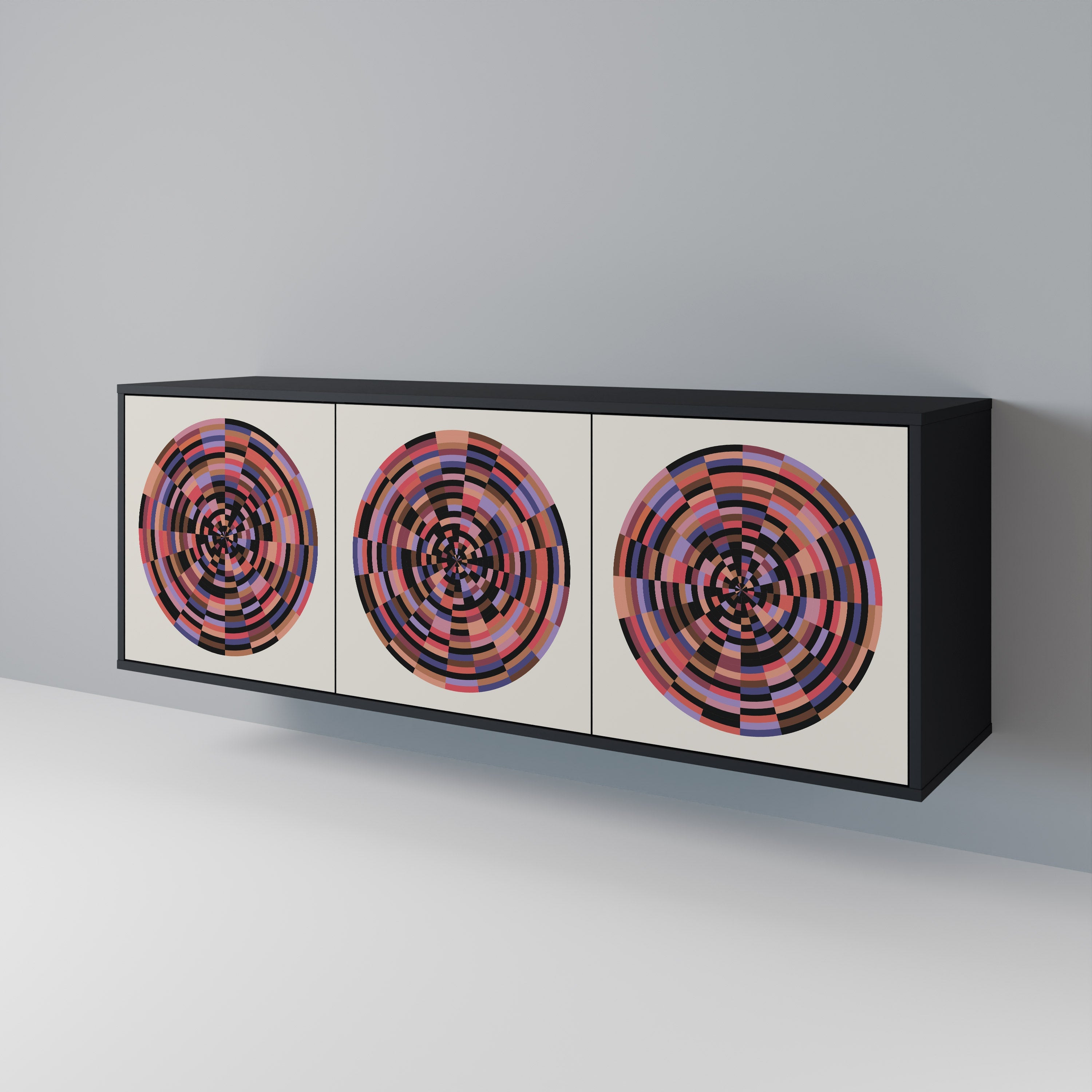 Buffet 3 portes BROWN CIRCLES finition noire