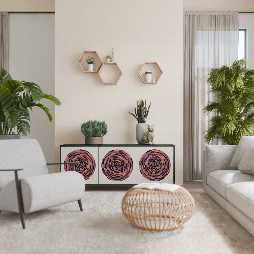 Buffet 3 portes BROWN CIRCLES finition noire