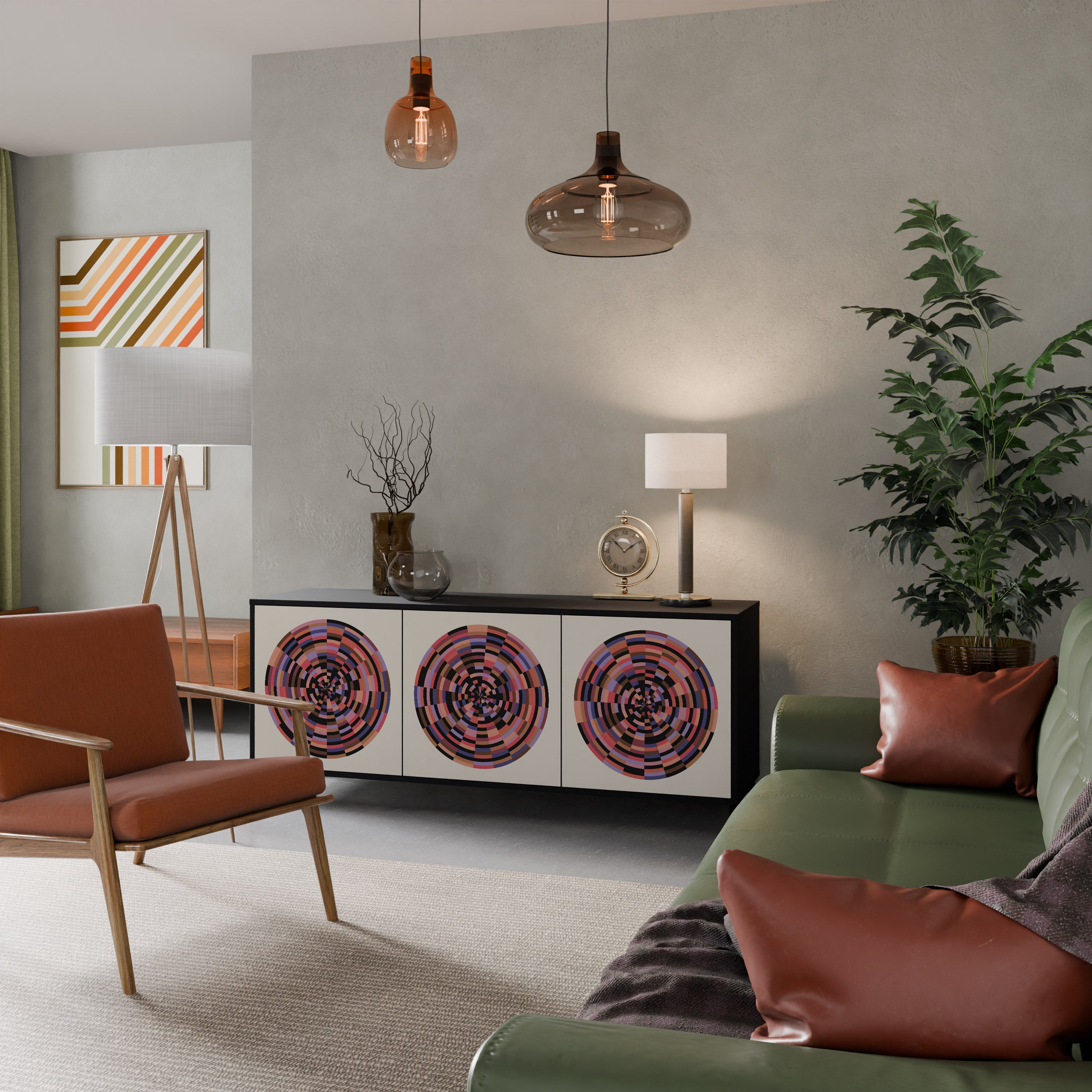 Buffet 3 portes BROWN CIRCLES finition noire