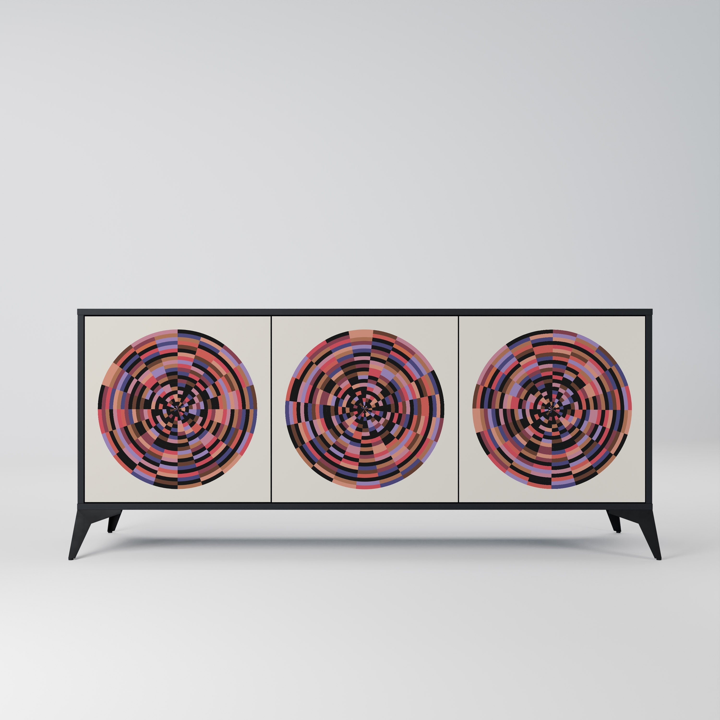 Buffet 3 portes BROWN CIRCLES finition noire