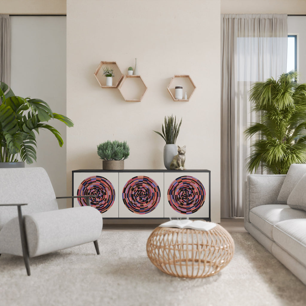 Buffet 3 portes BROWN CIRCLES finition noire