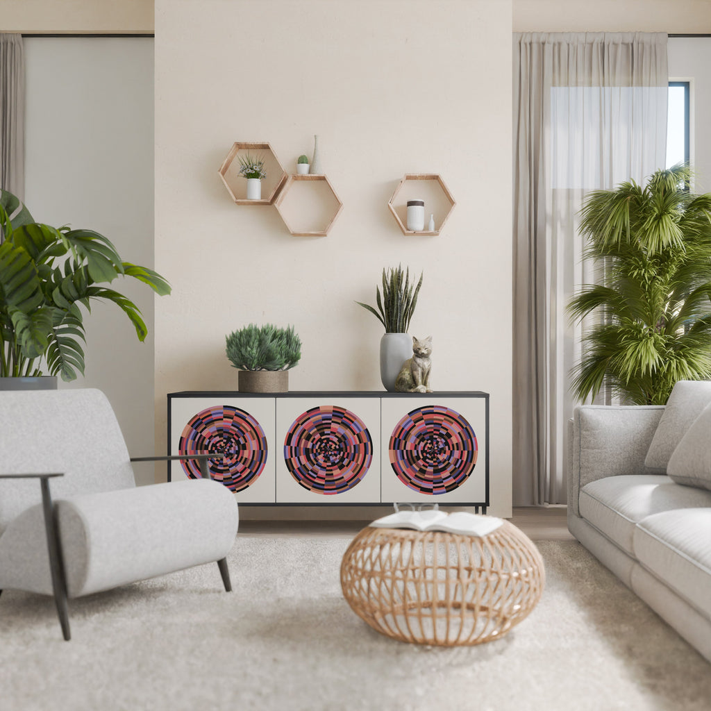 Buffet 3 portes BROWN CIRCLES finition noire