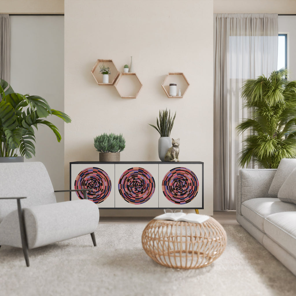 Buffet 3 portes BROWN CIRCLES finition noire