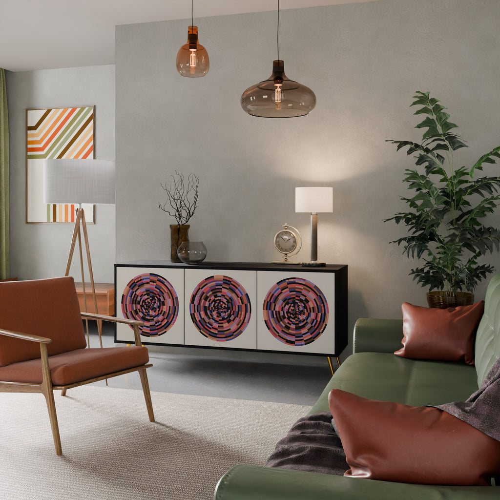 Buffet 3 portes BROWN CIRCLES finition noire