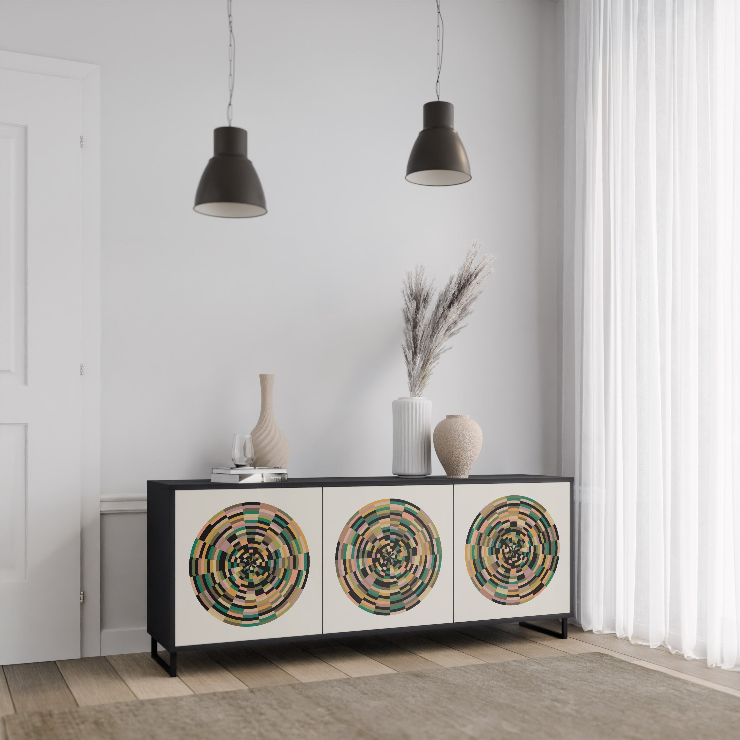 Buffet 3 portes GREEN CIRCLES finition noire