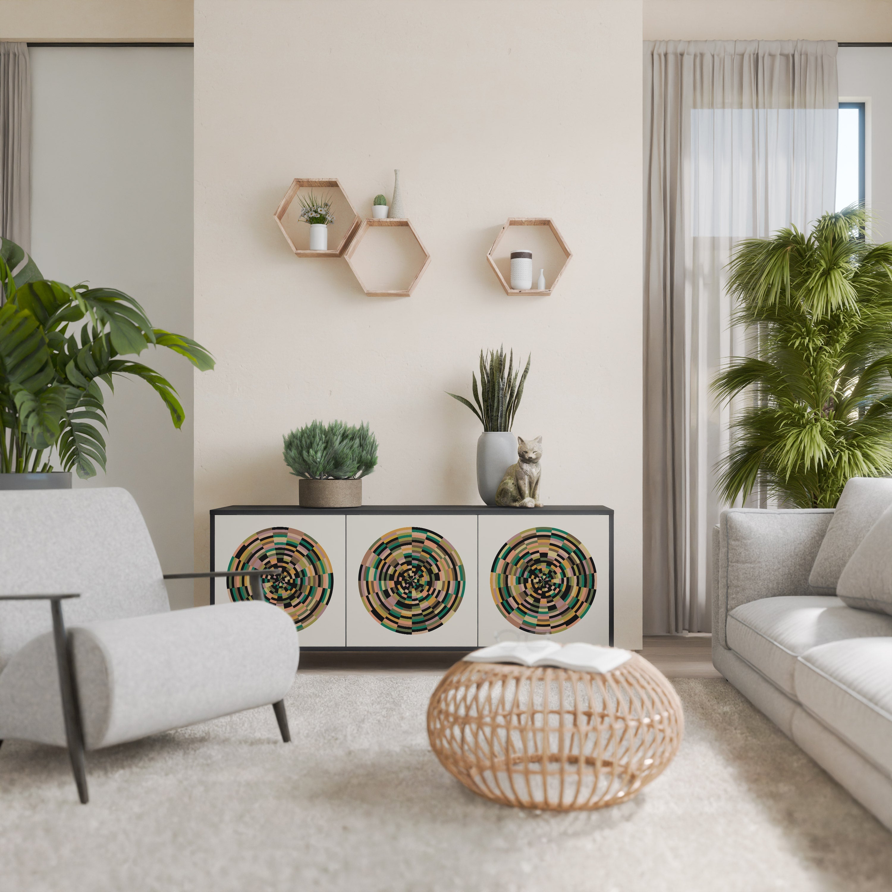 Buffet 3 portes GREEN CIRCLES finition noire