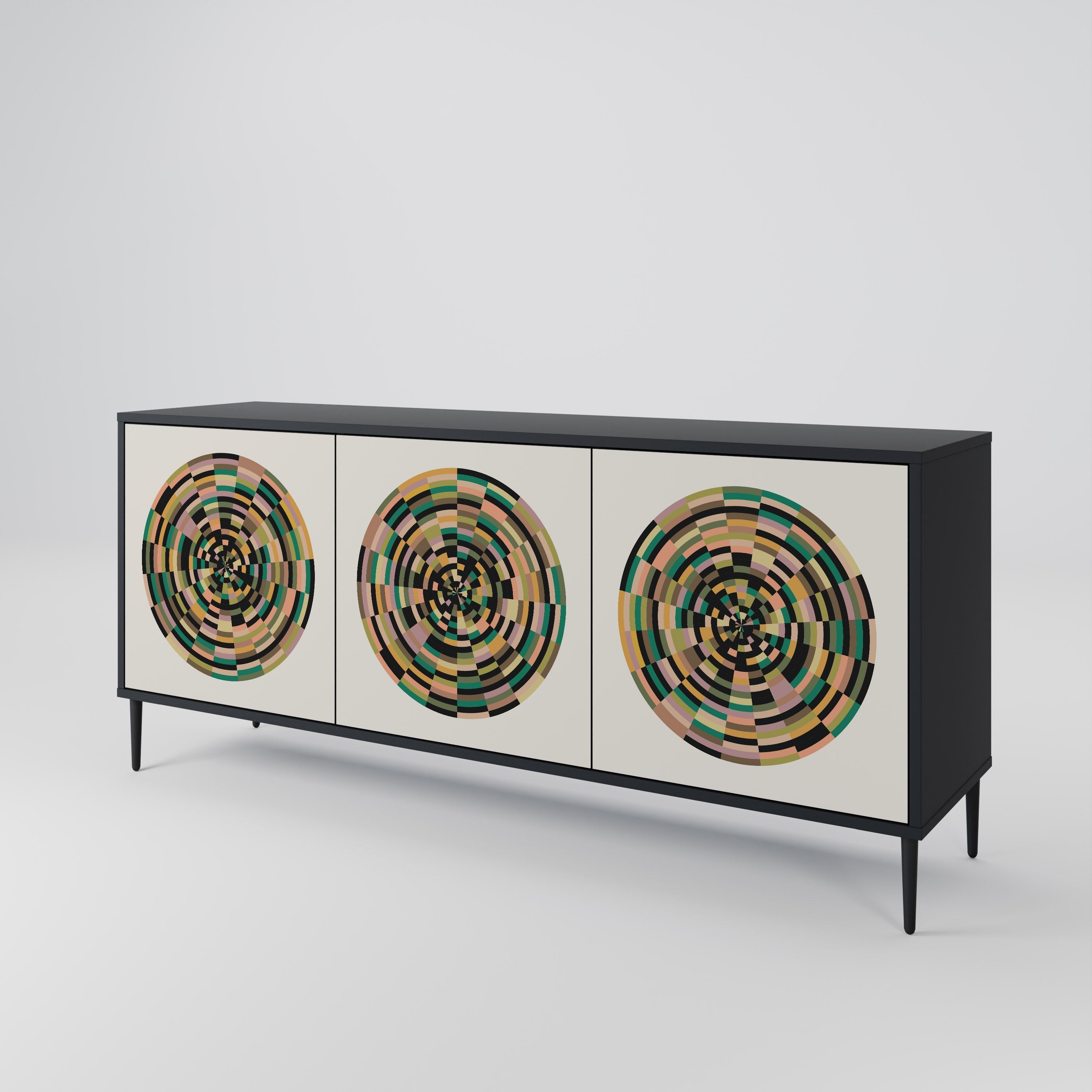 Buffet 3 portes GREEN CIRCLES finition noire