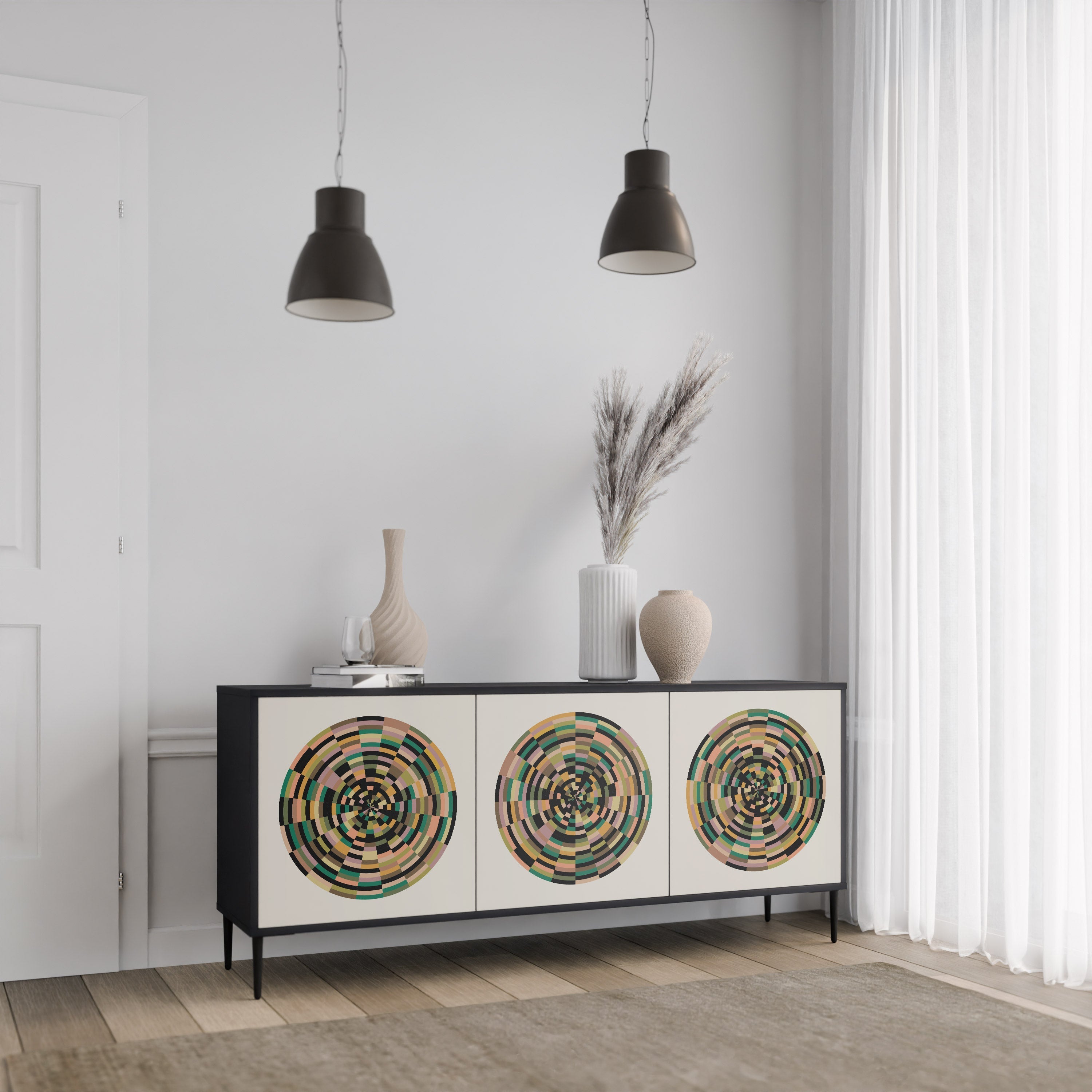 Buffet 3 portes GREEN CIRCLES finition noire