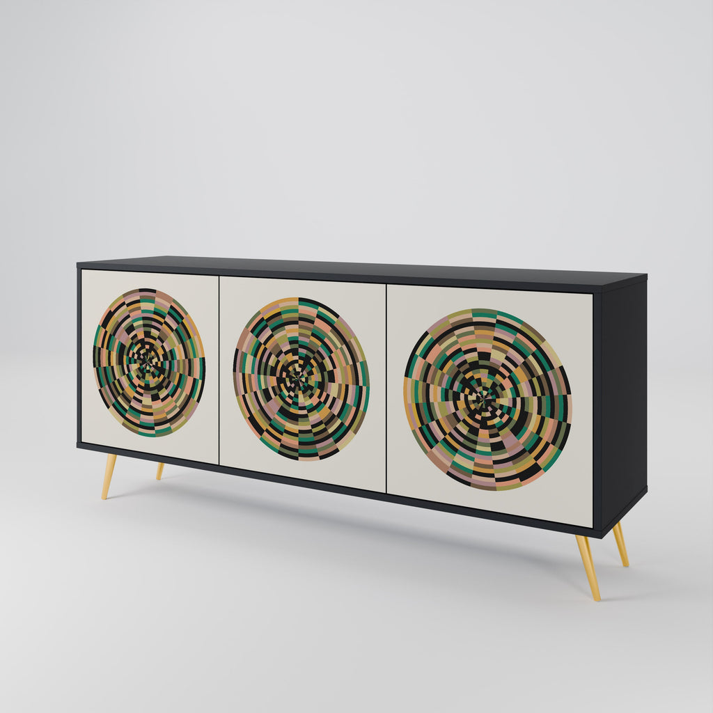 Buffet 3 portes GREEN CIRCLES finition noire