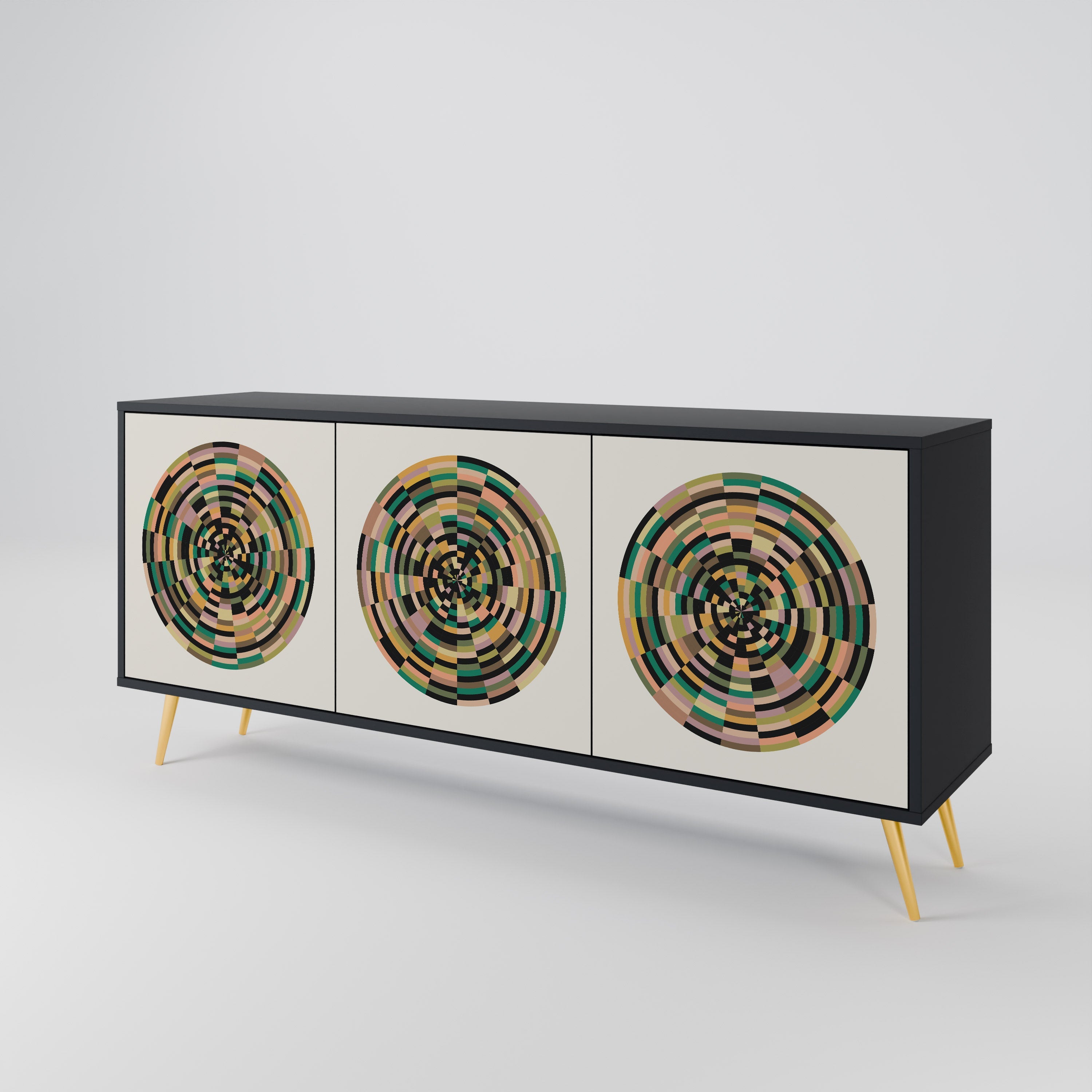 Buffet 3 portes GREEN CIRCLES finition noire