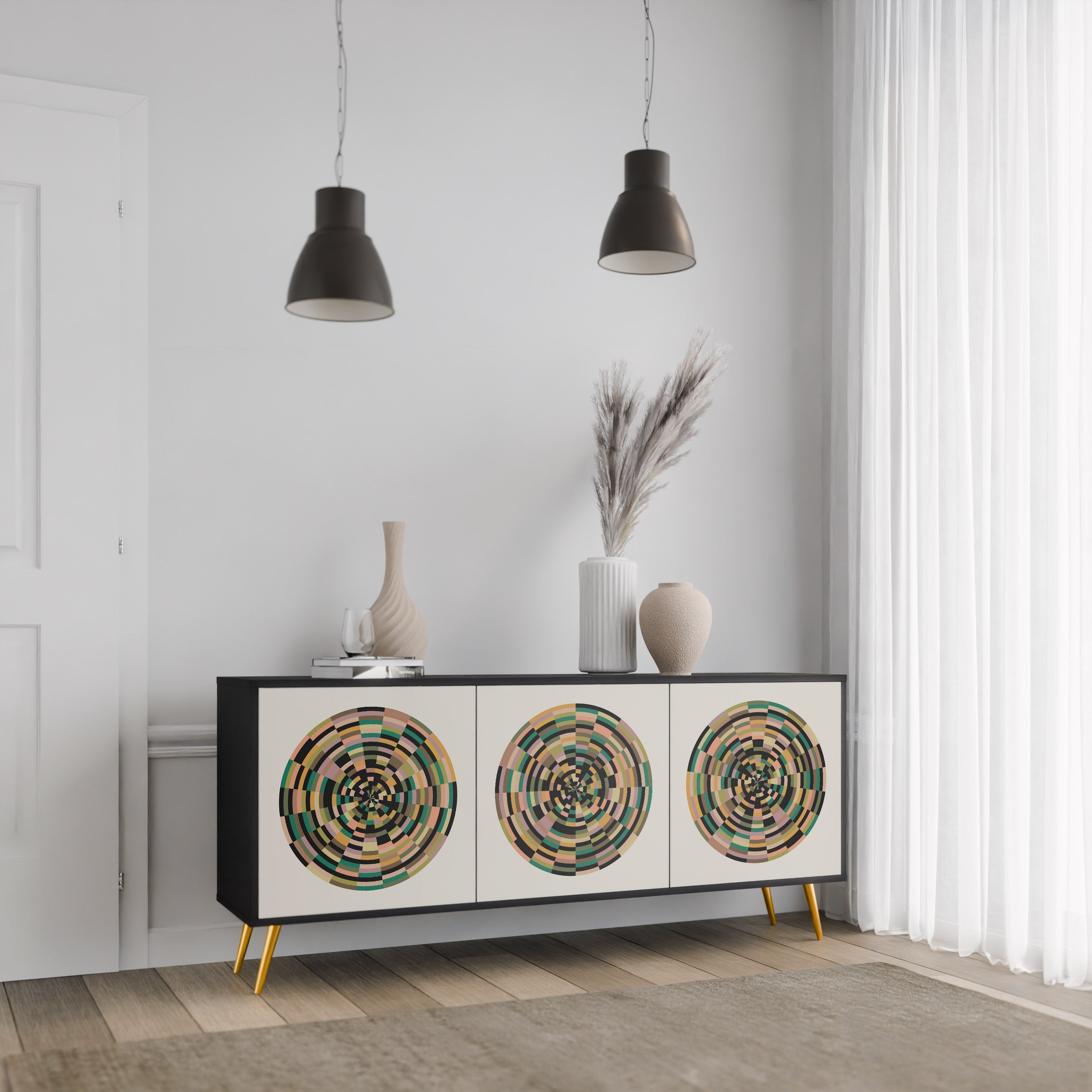 Buffet 3 portes GREEN CIRCLES finition noire