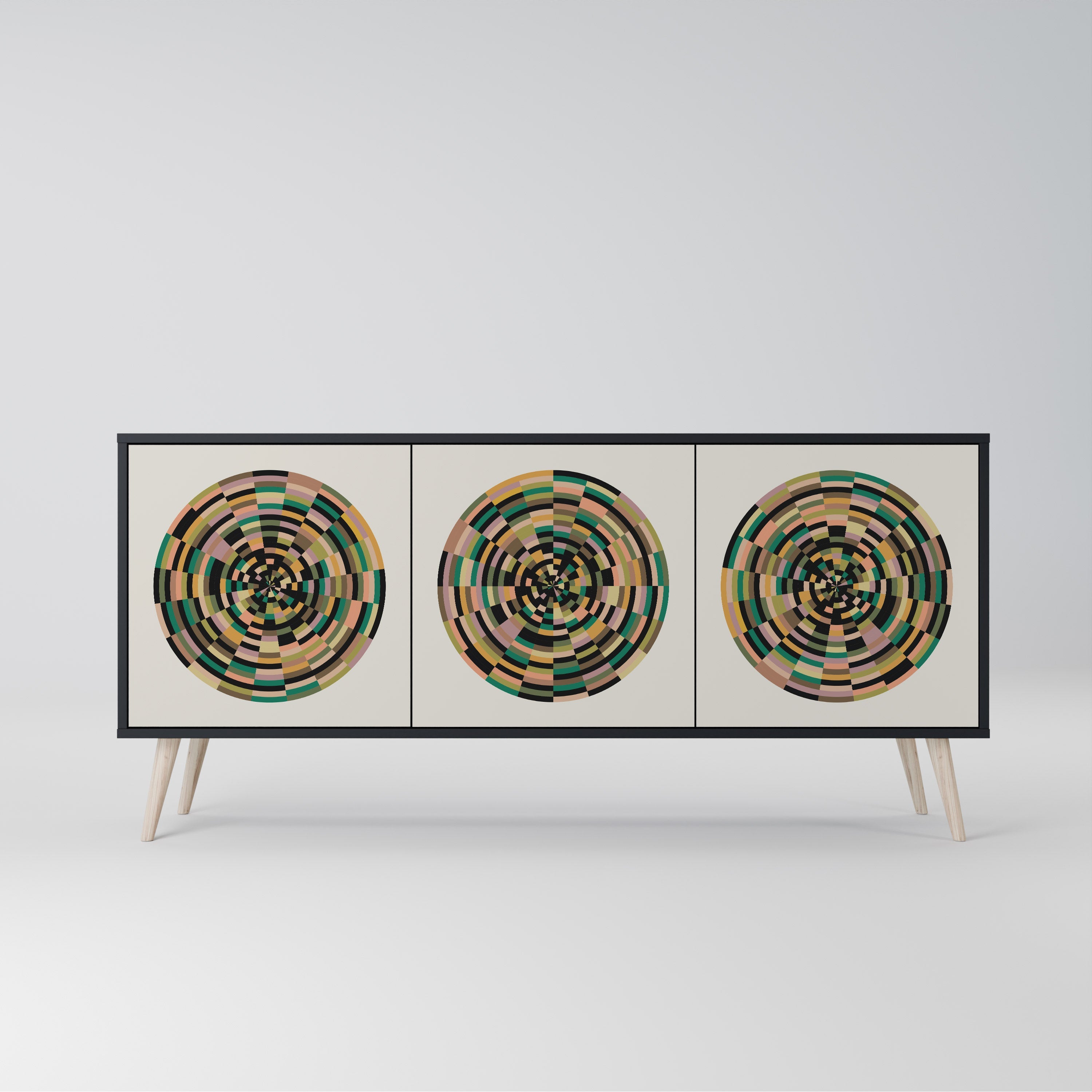 Buffet 3 portes GREEN CIRCLES finition noire